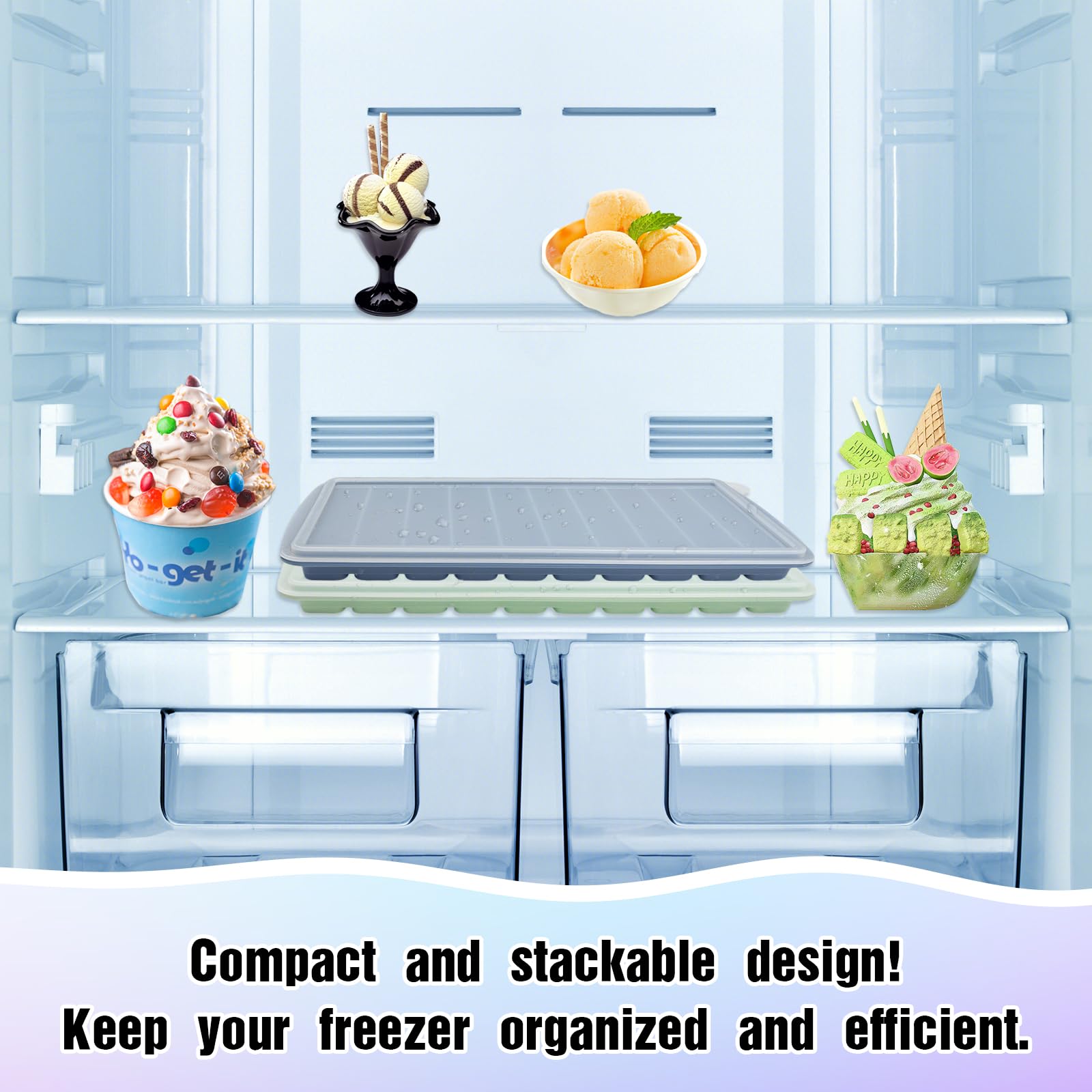 Lot De 2 Plateaux De Congélation En Silicone Avec Couvercle - Moules