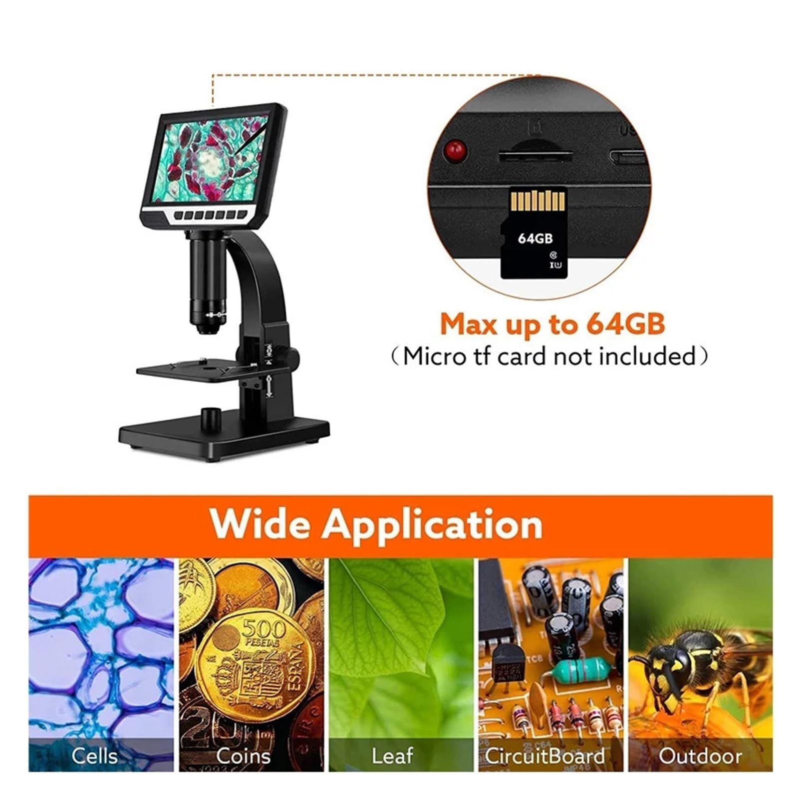 2000X Digitalmikroskop 7-Zoll-HD-Display Elektronisches Industrie-USB-Mikroskop mit Doppellinse, Kamera, Zoom-Lupe, Endoskop