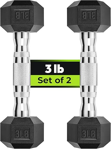 Juego de 2 mancuernas hexagonales de 2 a 5 libras con revestimiento de goma, para hacer ejercicio y para entrenamiento de fortalecimiento, peso de