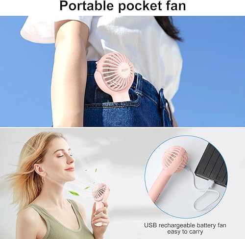 Miniatura 8 de Mini ventilador de mano portátil 2 en 1 con soporte para llavero, ventilador de refrigeración potente personal, ventilador de mesa pequeño a