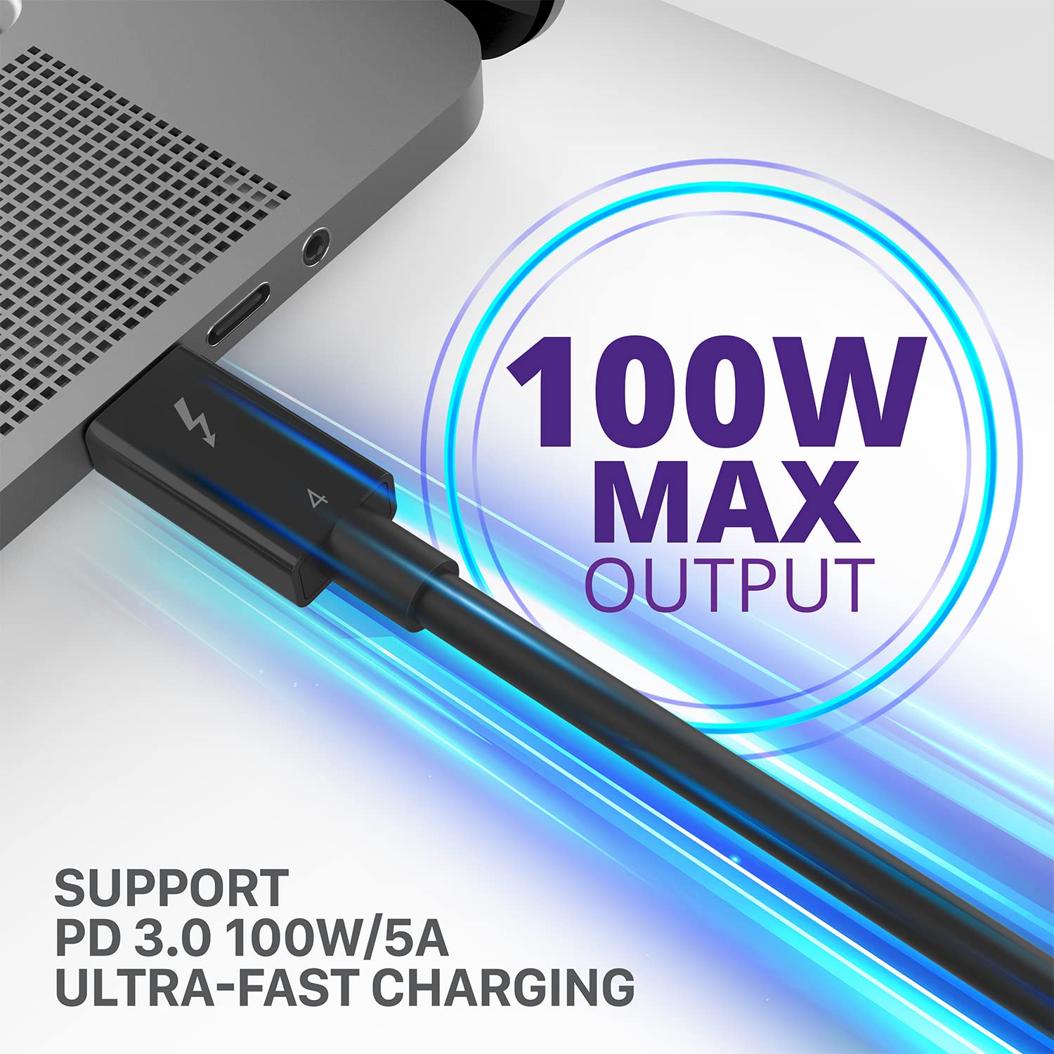 Fosmon 100W Thunderbolt 4 Cable, Fast Charging USB C to USB C Cable, Support 8K Display, Intel Certified, 40Gbps for iPhone 16/15, iPad Pro, MacBook Pro Air, Samsung Galaxy, Tablets - 3.3ft/2Pack