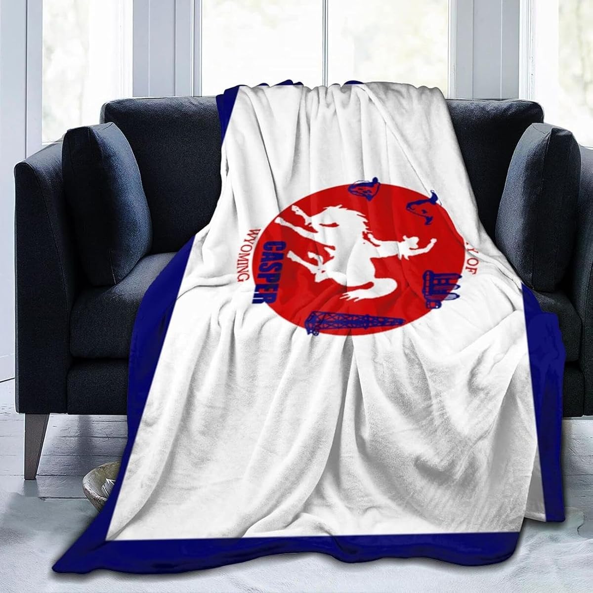 Manta con bandera de Casper, Wyoming para sofá cama, sofá de 59.8 x 48.0 in, manta de franela súper suave y acogedora, ligera y cálida