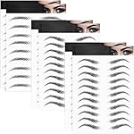Blulu 6 Sheets 4d Hair-like Waterproof Eyebrow Tattoos Stickers Transfers Temporary Brow Tattoo Peel off Grooming Shaping Sticker in Arch Style, 66 Pairs Black(Classic Styles)