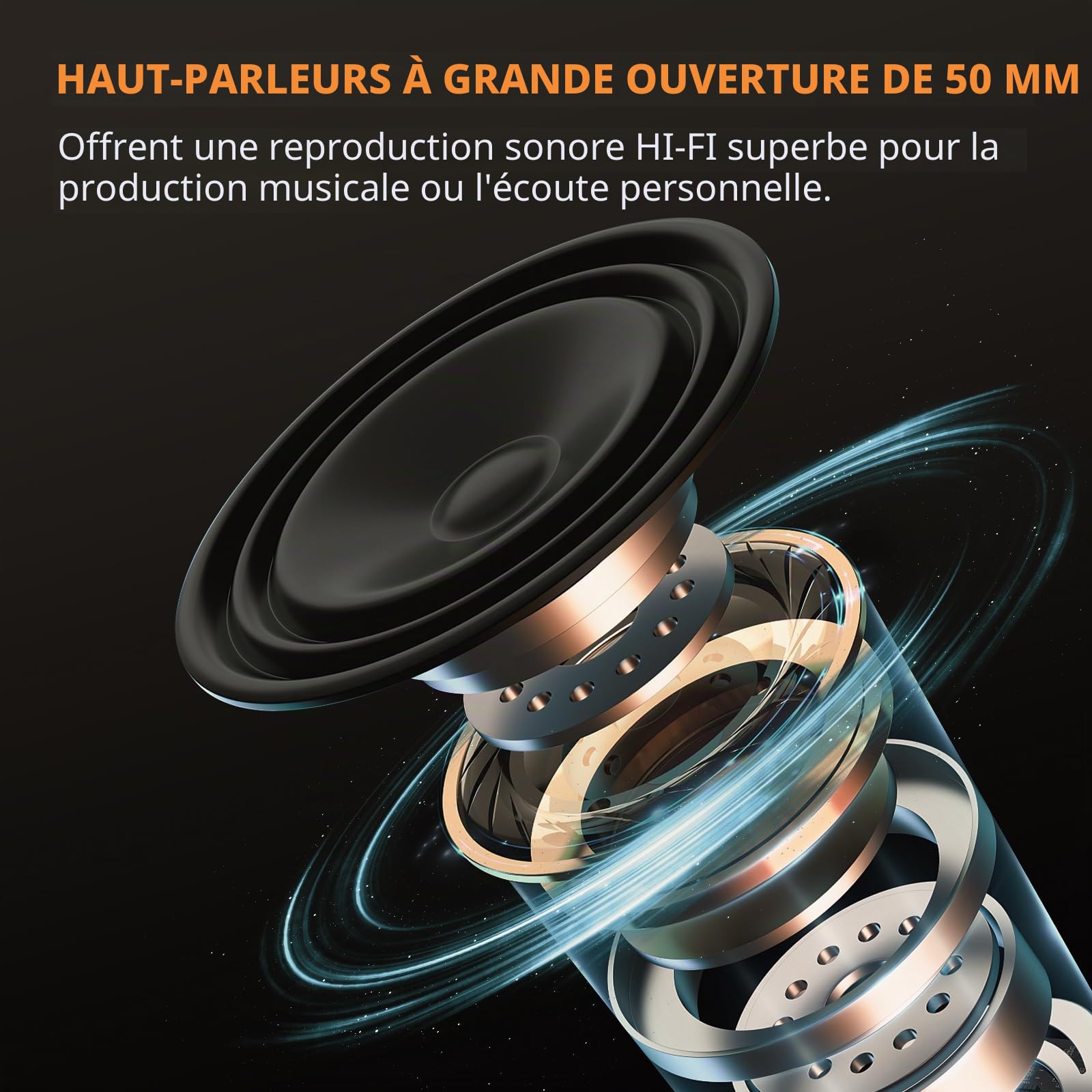 JOYO Casque de Studio Supra-aural à Haute Définition | Confort Circum-aural pour Longues Sessions | pour Écoute Critique, Mastering et Production Musicale (JMH-02)