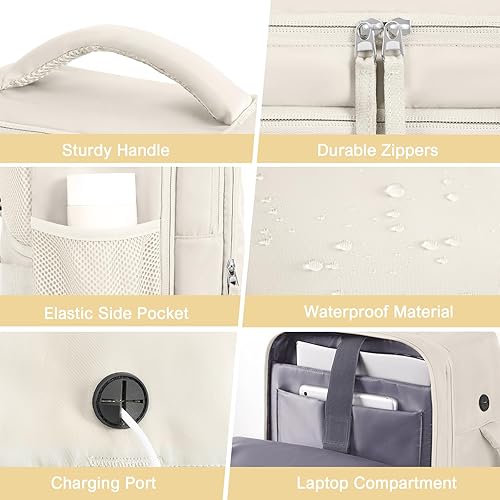 Miniatura 5 de Rinist - Mochila de viaje para mujeres y hombres, imprescindibles para viajar, beige-b, Mochila de viaje