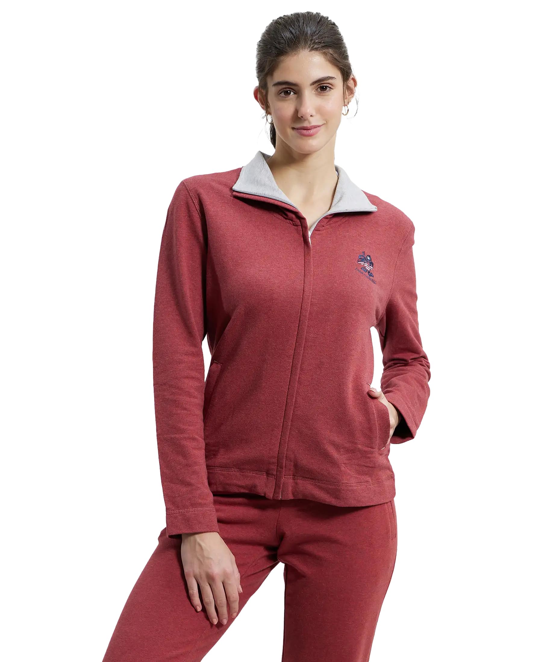 jockey UL08 Women's Super Combed Cotton Elastane Stretch Full Zip High Neck Jacket With Convenient Front Pockets-picture-56