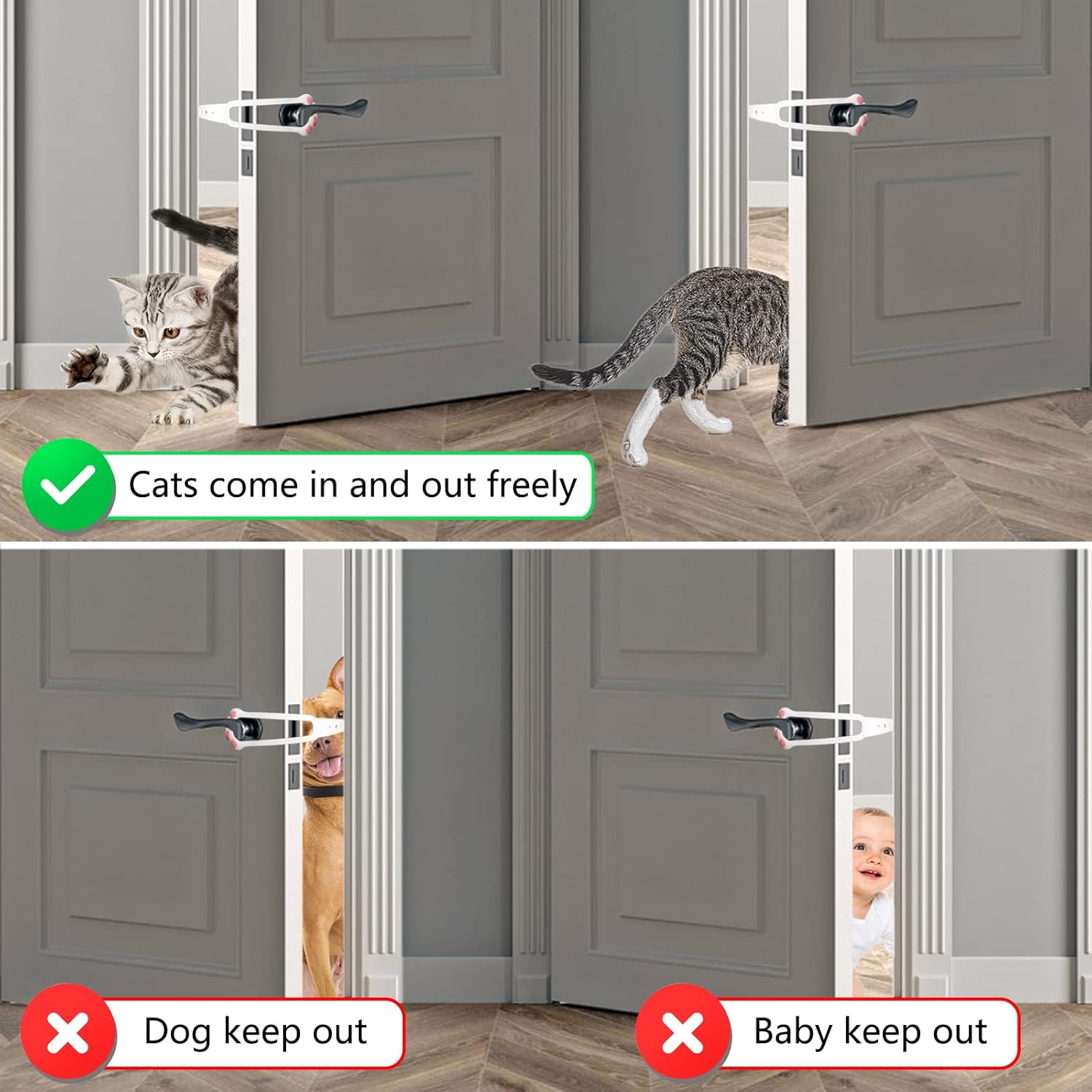 LUBERDUSH Cat Door Holder Latch -Adjustable Cat Door Alternative to Keep Dogs Out of Cat Litter Boxes and Food,Flex Latch Strap Let's Cats in and Safe Baby Proof, No Measuring Easy to Install(2 Pack) : Pet Supplies