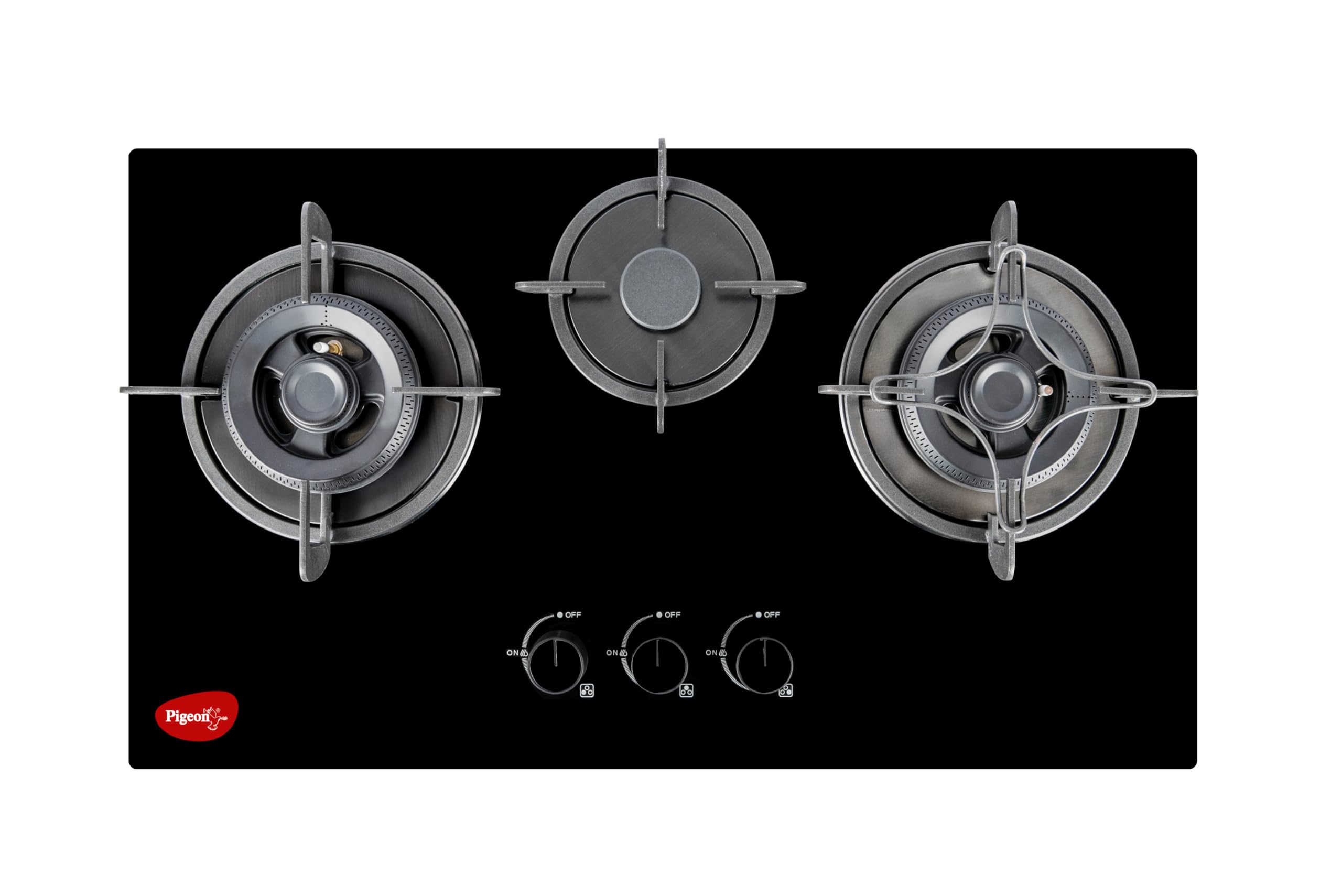 Pigeon Twinspark Hob 3 Burner Multi Spark Integrated Auto Ignition With Forged Burners, Scratch Resistant 6 mm Thick Toughened Glass Top For Easy Cleaning - Black-image-48