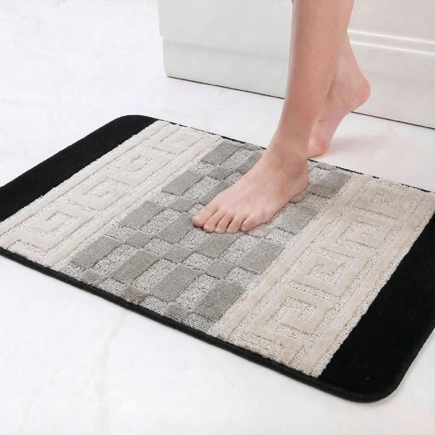 Rugs Inn Gel Back Doormat - Heavy Duty Waterproof Anti Slip Door Mat for Front Door Entrance Kitchen Living Room Bedroom Indoor & Outdoor Floor Mats (Black Grey, 60 x 110 cm)
