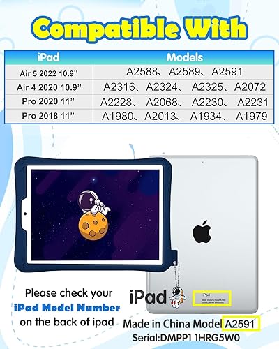 Miniatura 8 de Gurgitat Funda para Galaxy Tab S6 Lite para niños, Tab S6 Lite 2021 con soporte, diseño de dibujos animados espaciales para hombres espaciales, con