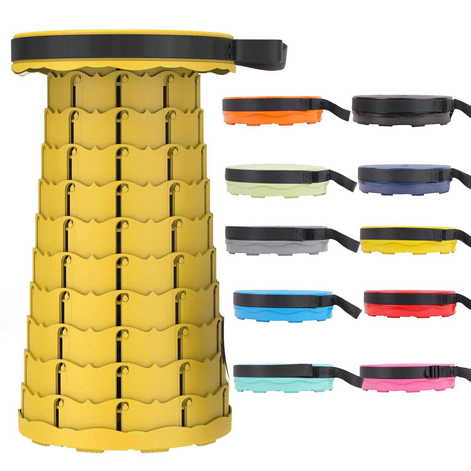 Sgabello pieghevole portatile retrattile regolabile Sgabello telescopico in plastica portatile Altezza retrattile,Sgabello da campeggio(Green)