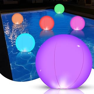 Poolbeleuchtung 4 Stück, Aufblasbare Teichbeleuchtung 40cm mit Fernbedienung, 16 RGB Farbwechsel LED Schwimmende Poolbeleuchtung, IP67 Wasserdicht Pool Lichter für Garten Pool Teich Party Deko