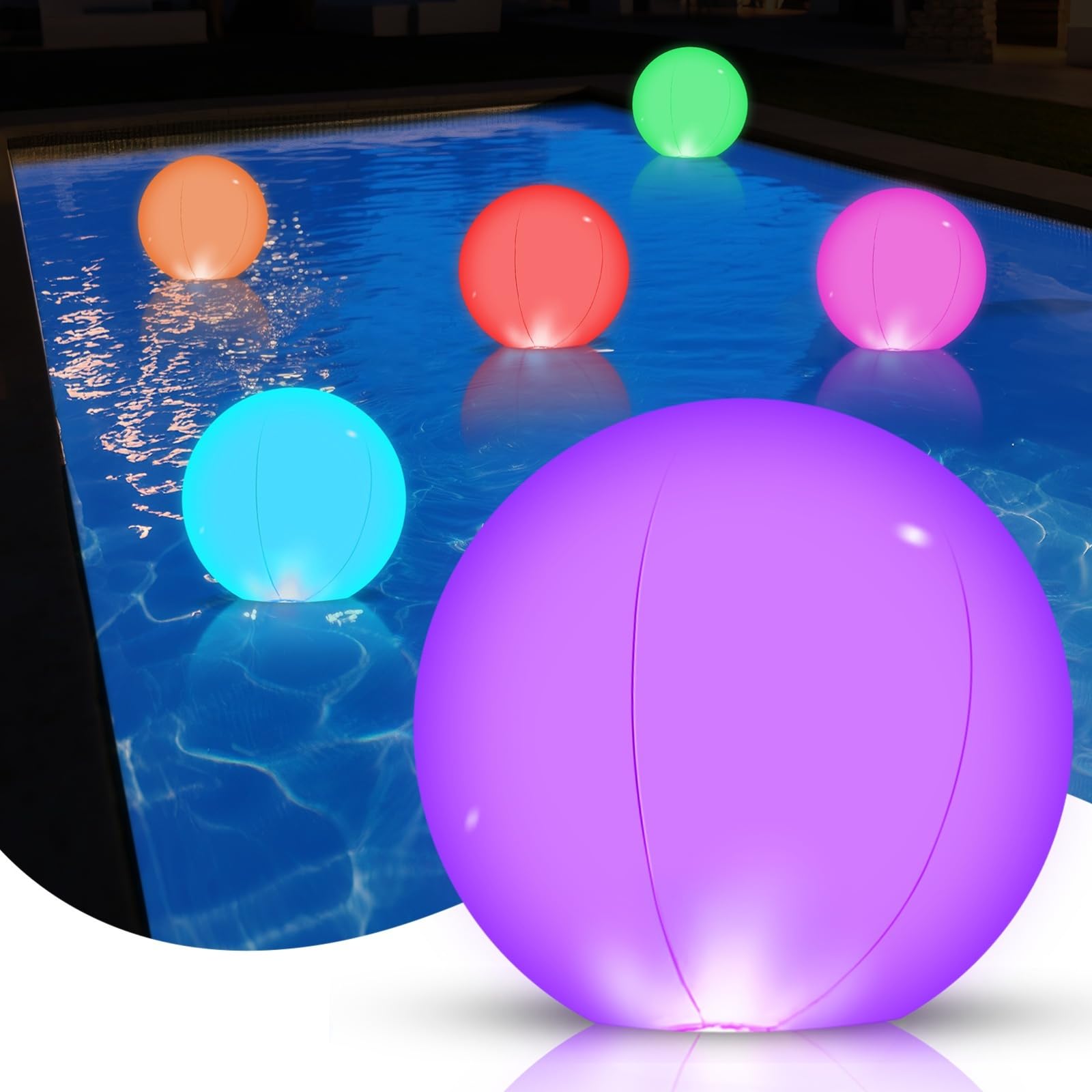 Poolbeleuchtung 4 Stück, Aufblasbare Teichbeleuchtung 40cm mit Fernbedienung, 16 RGB Farbwechsel LED Schwimmende Poolbeleuchtung, IP67 Wasserdicht Pool Lichter für Garten Pool Teich Party Deko
