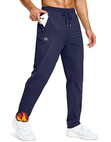 Men's Fleece Lined Winter Pants 32"/34"/36" Inseam Tall Sweatpants with Zipper Pockets Warm Athletic Joggers Men