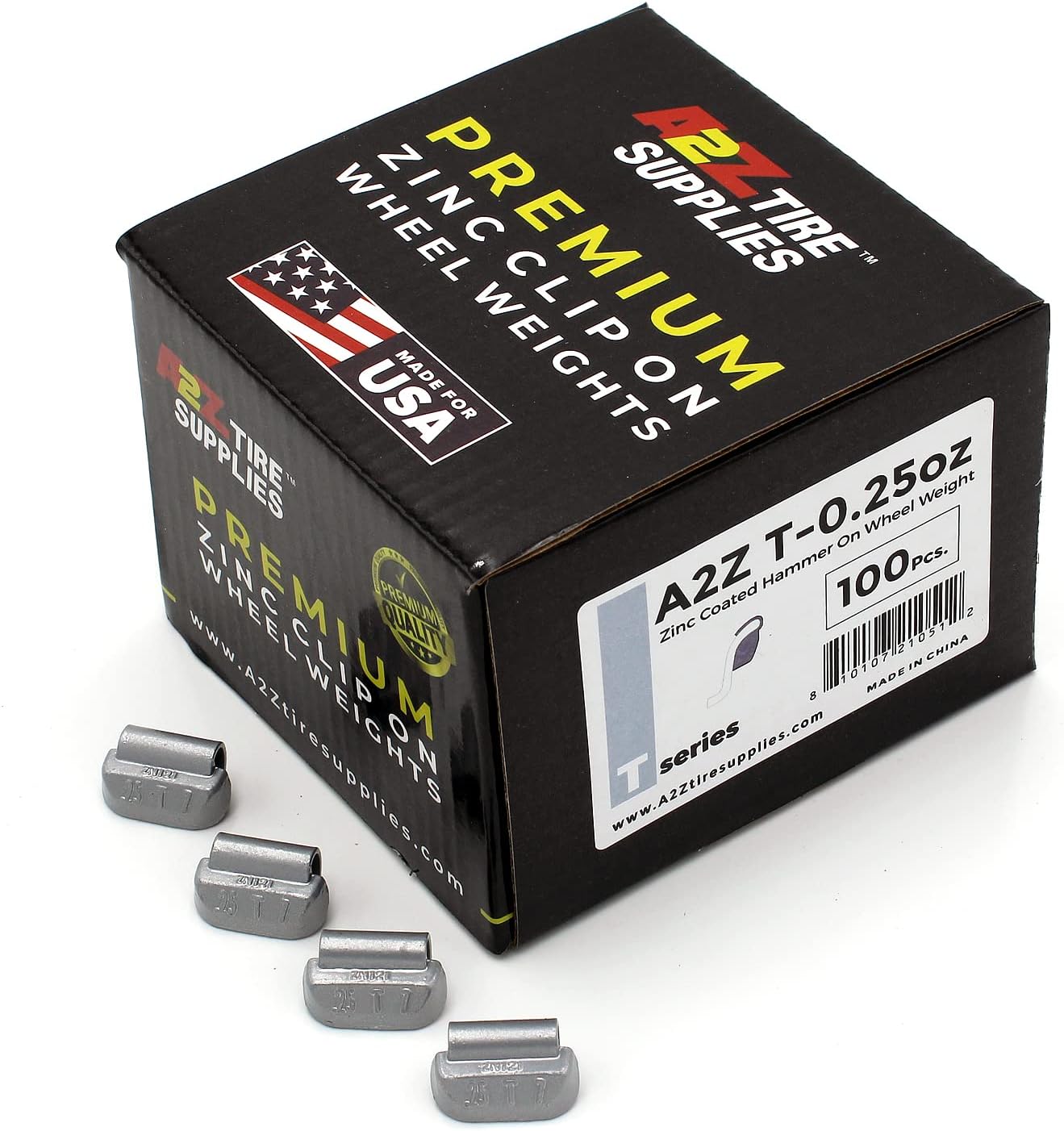 T Series Hammer on ZINC Wheel Weights Coated (0.25oz-0.50oz-0.75oz-1.0oz) 25pcs@