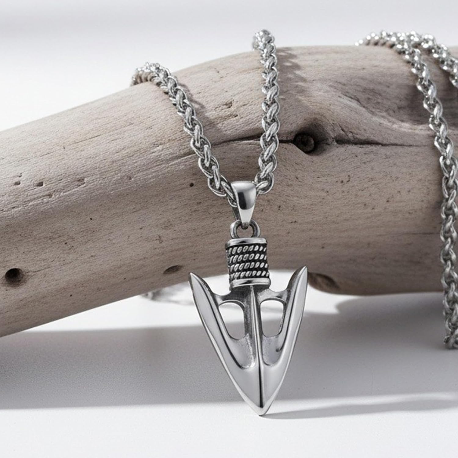 Arrowhead Necklace 925 Sterling Silver Arrowhead Pendant Nordic Viking Jewelry for Men, w/Stainless Steel Chain 22’’+2’’
