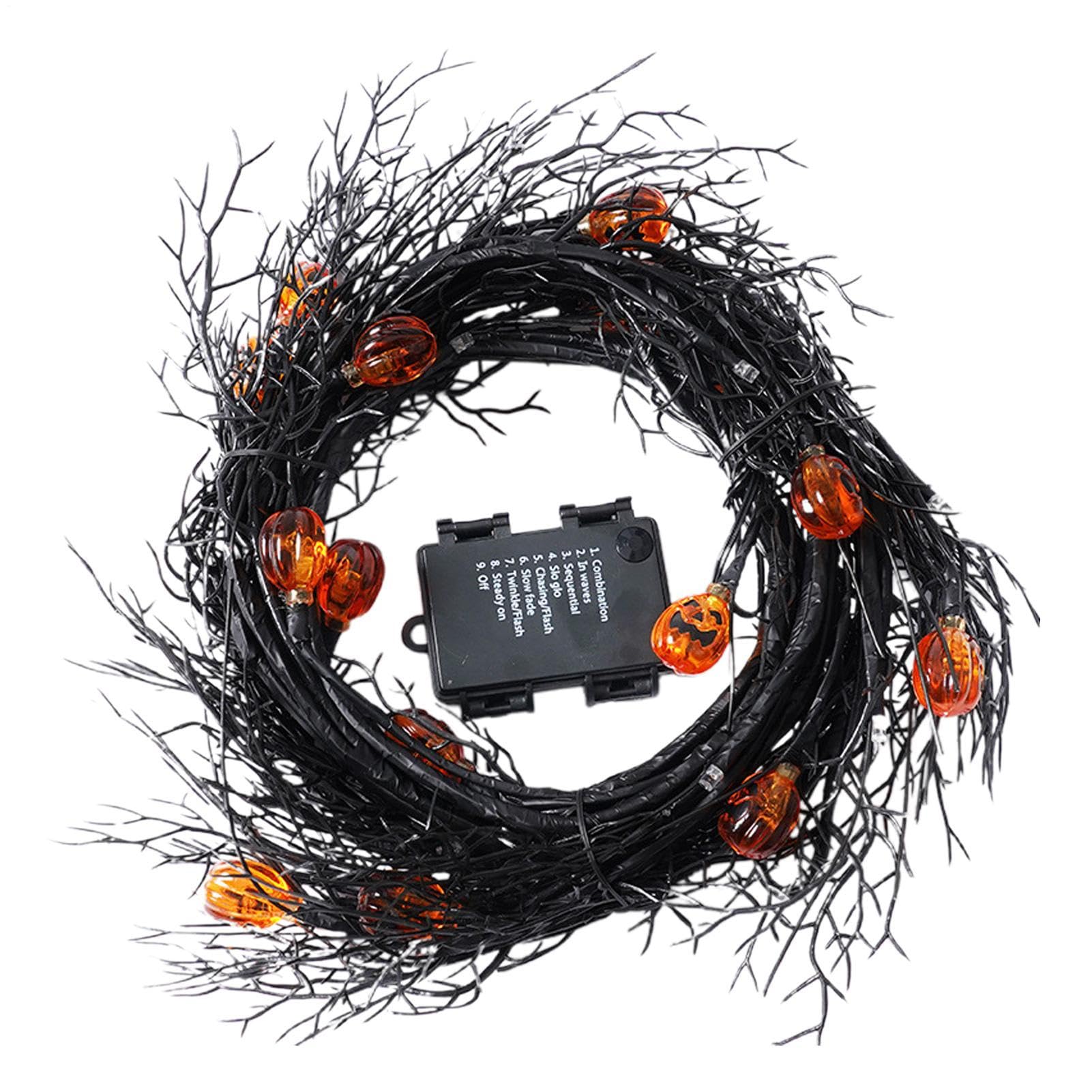Guirlande lumineuse d'Halloween pour porte d'entrée et décoration extérieure de jardin