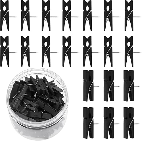 Miniatura 8 de 50 alfileres de empuje con clips de madera, pasadores de madera duraderos, chinchetas decorativas, tachuelas para tablero de corcho, obras de arte,