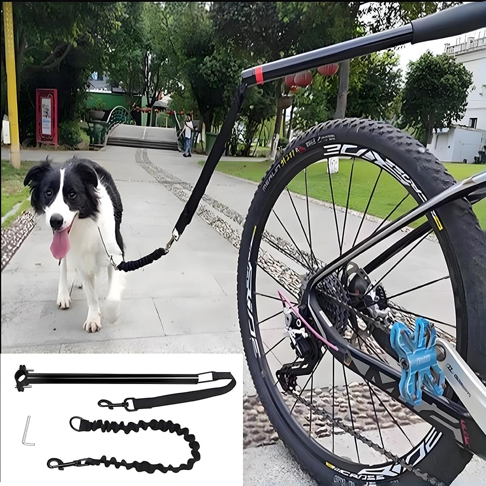 Laisse rétractable pour chien, laisse de vélo pour chien, convient pour le cyclisme en plein air, l'exercice, l'entraînement, le jogging