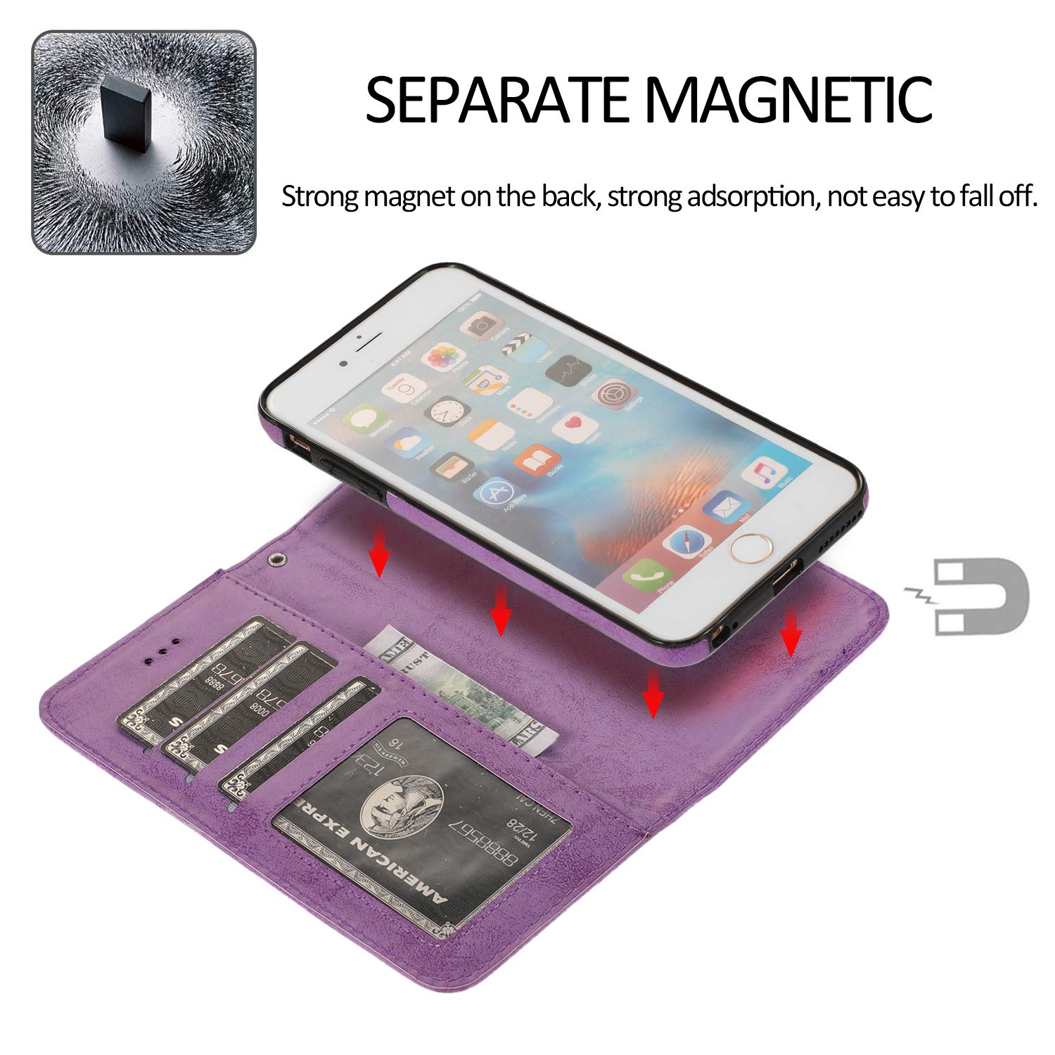 Custodia a Portafoglio per iPhone 6/6s con Chiusura Magnetica