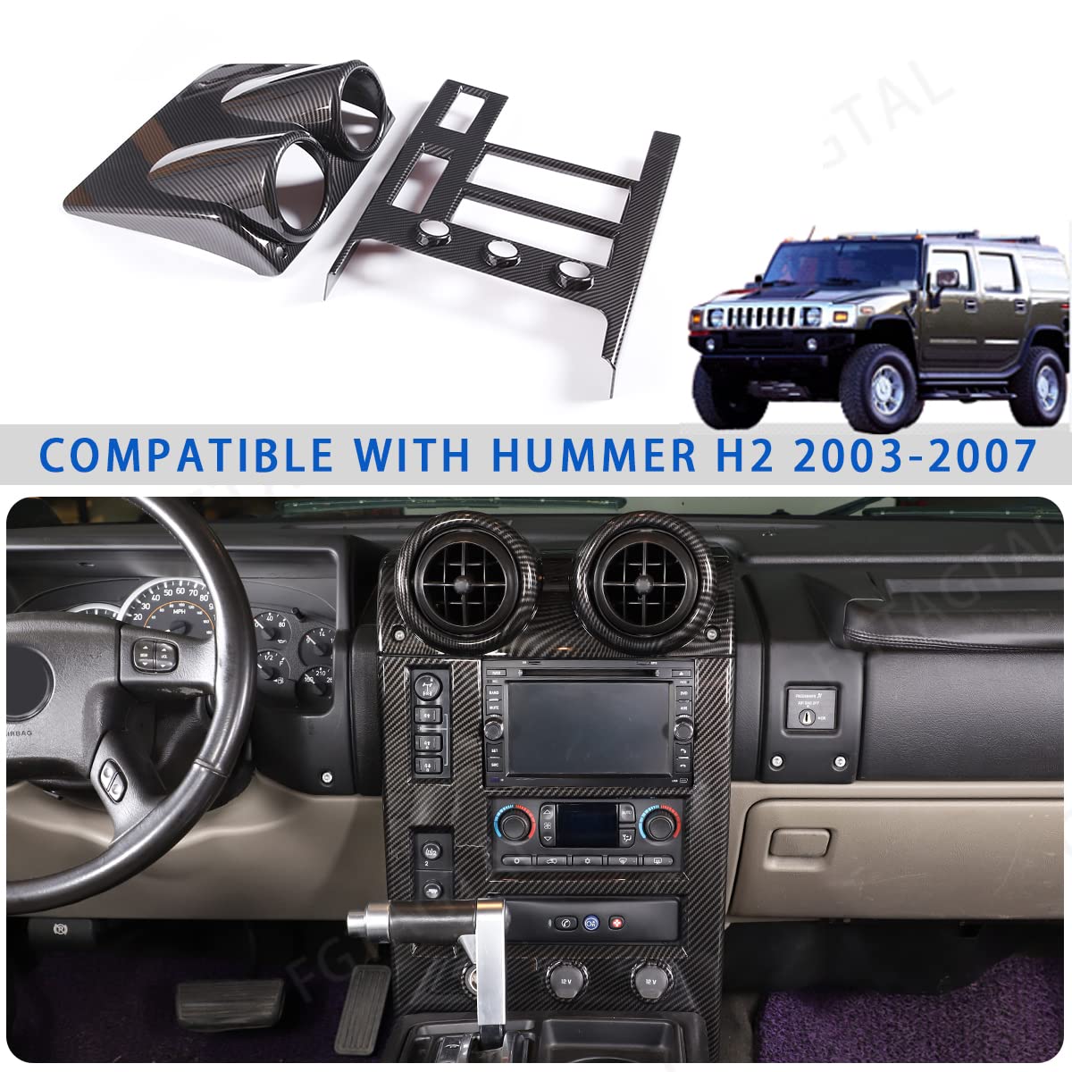 Amazon.co.jp: センターコンソールパネルトリムカバー Hummer H2 2003