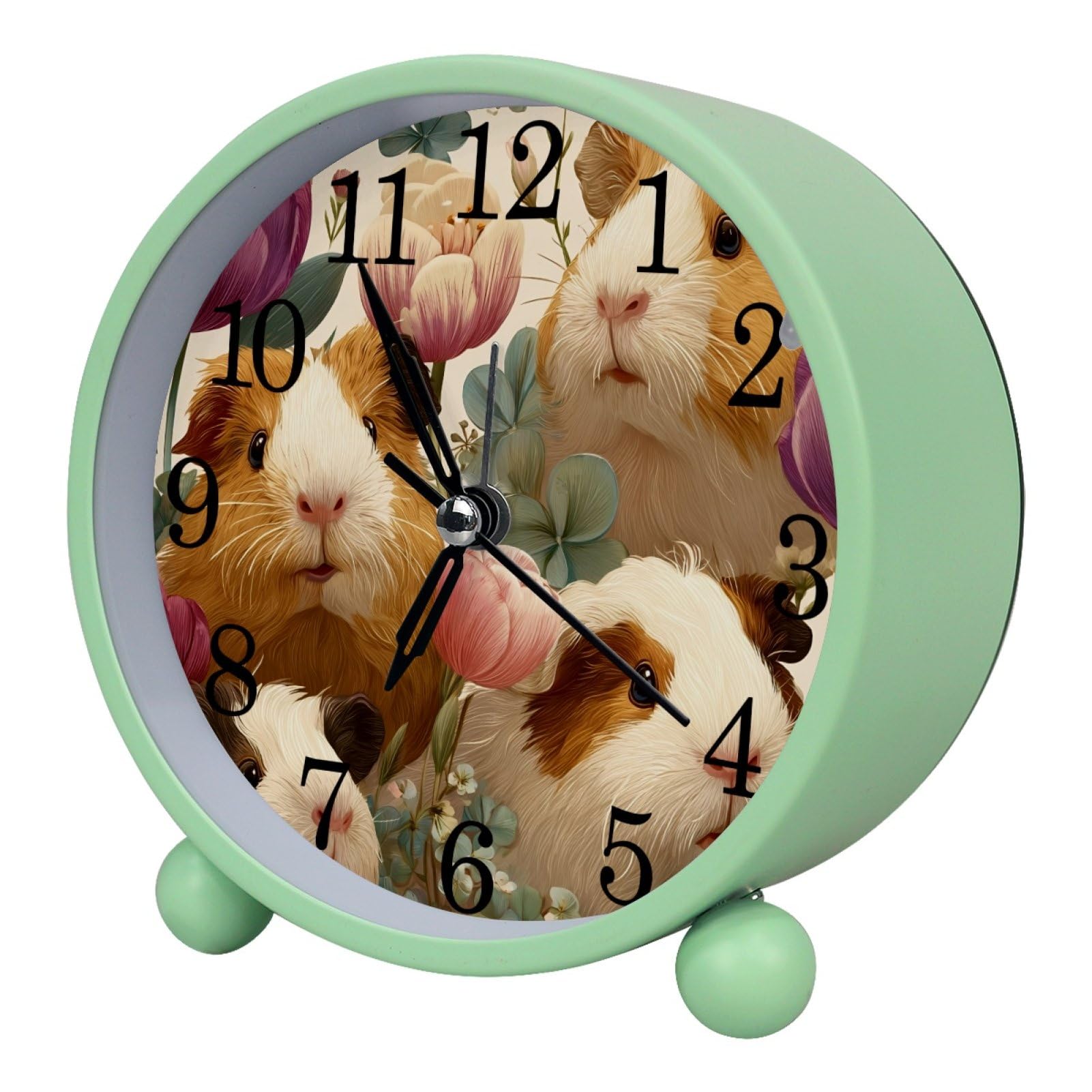etoenbrc Guinea Pigs 10.9" Alarm Clock,Small Battery Operated Clock, Slient Plastic Table Clock for Living Room Decor,Bedroom,Office