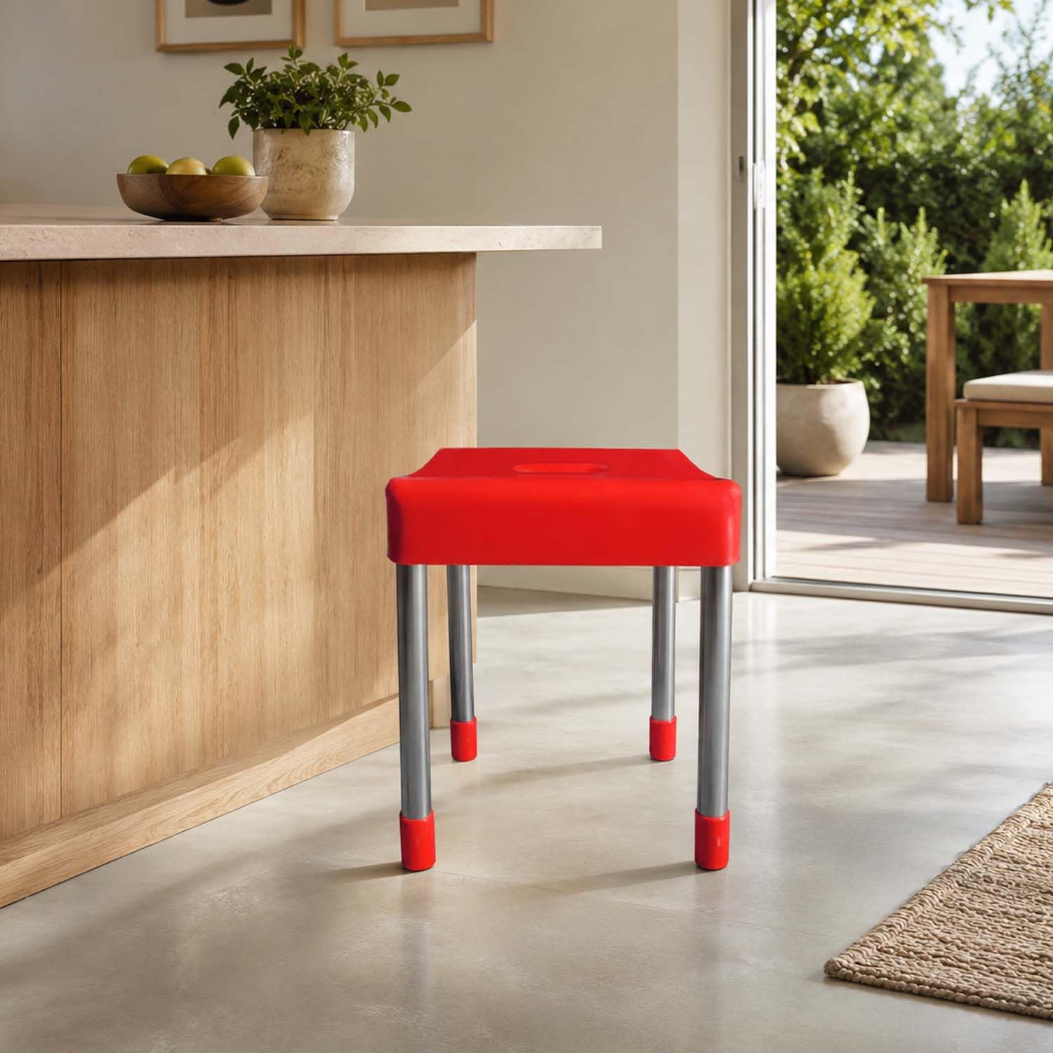 Go Hooked Multipurpose Strong Sandy Stool for Kitchen, Bathroom (Plastic & Steel, Made in India-image-48