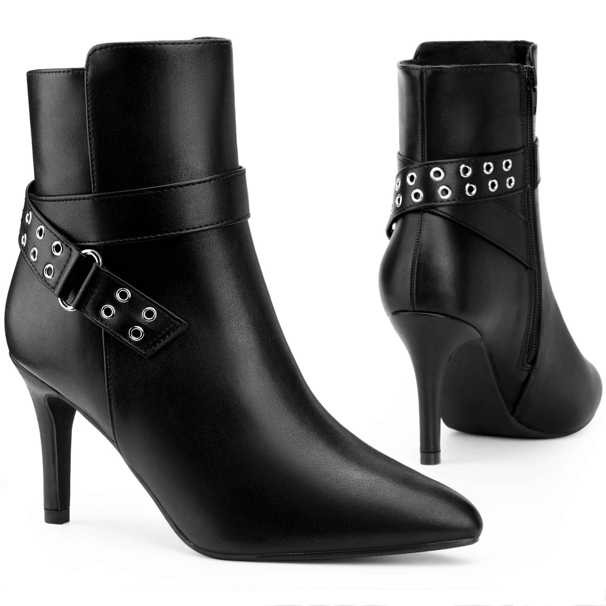 Perphy Pointed Toe with Buckle Dressy Stiletto Heel Ankle Boots for Women