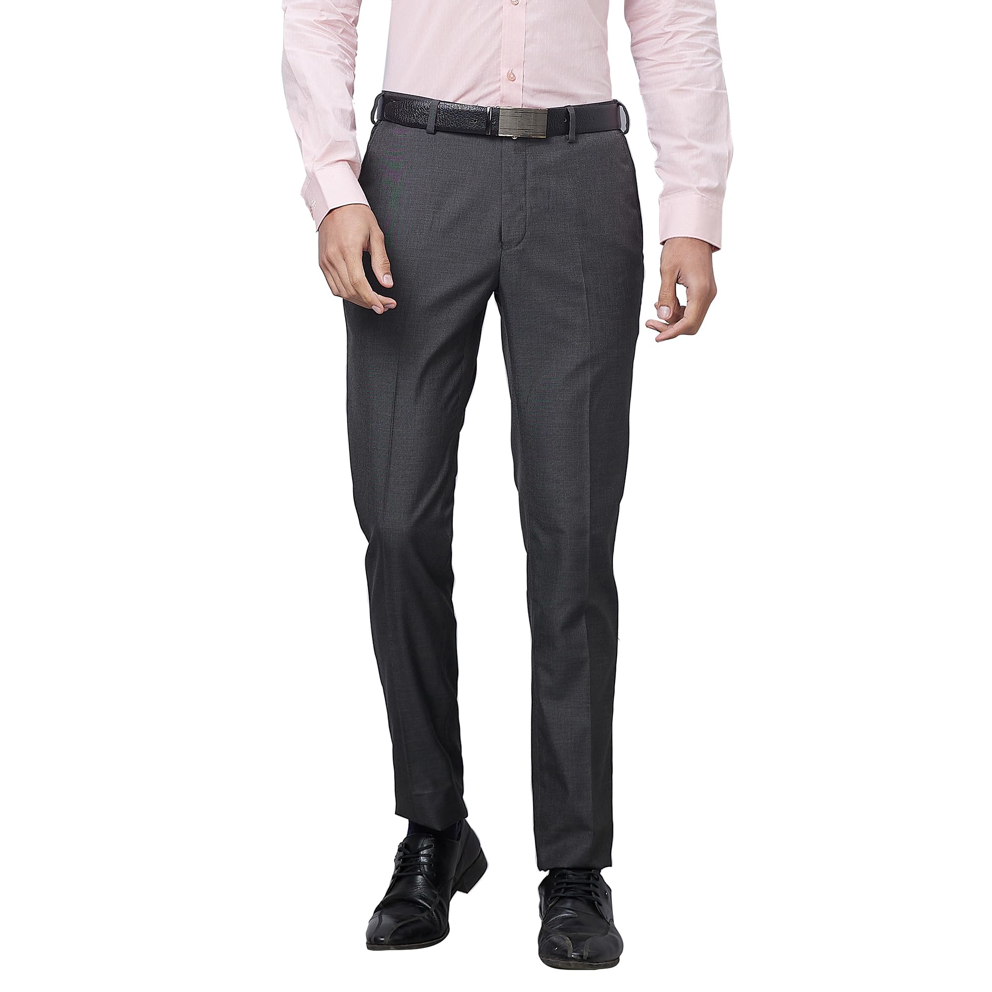 raymond Men's Slim Fit Polyviscose Blend Flat Front Solid Pattern Black Formal Trouser-picture-55
