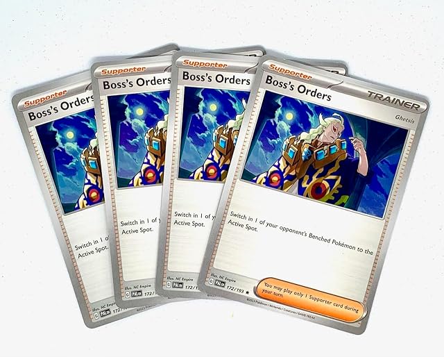 Bosss Orders Ghetsis - Pokemon x4 Card Lot - Paldea Evolved or Mega Evolutions