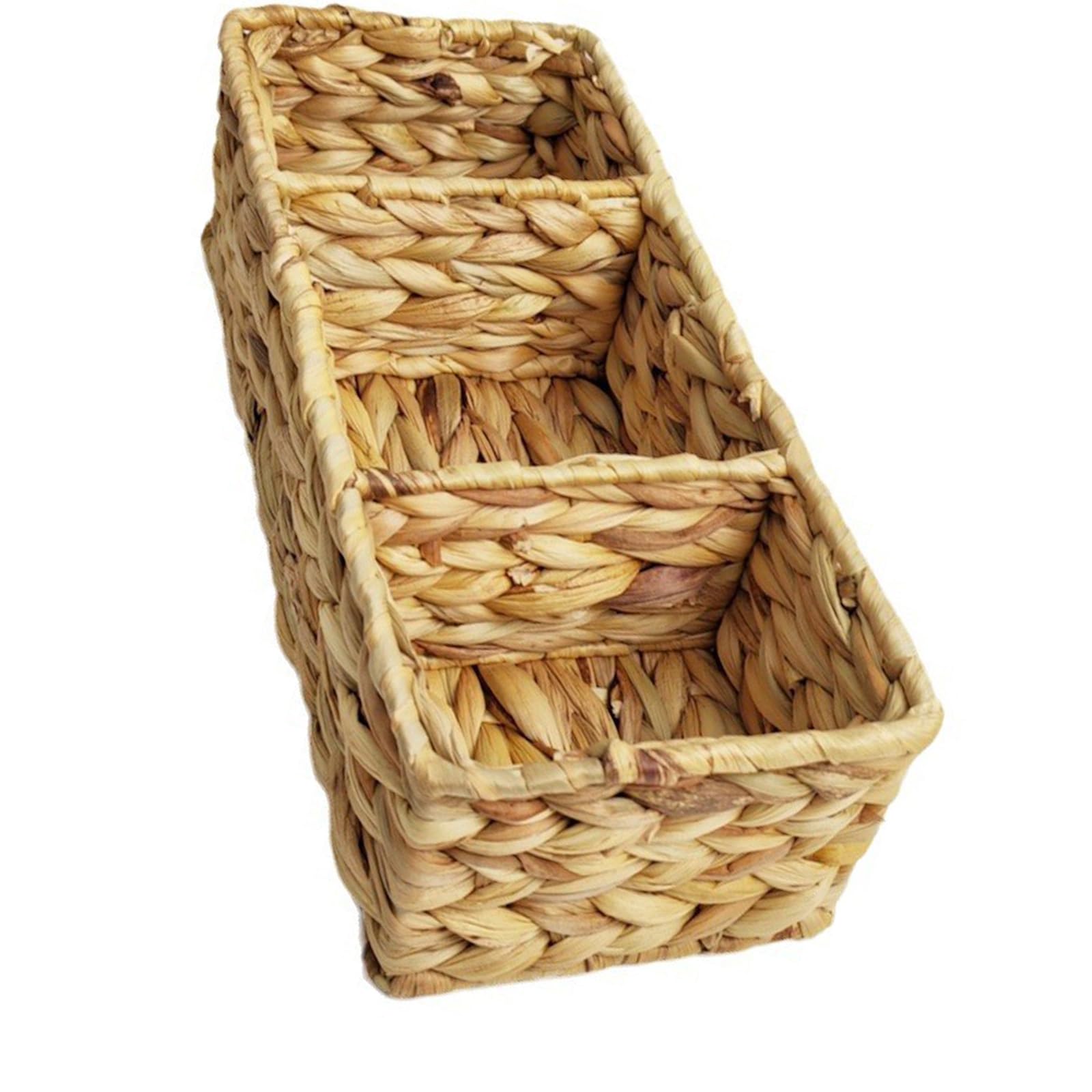 Tsophreniq Practical Divided Straw Basket for Efficient Home Organization and Space Saving Living Room Storage Solution