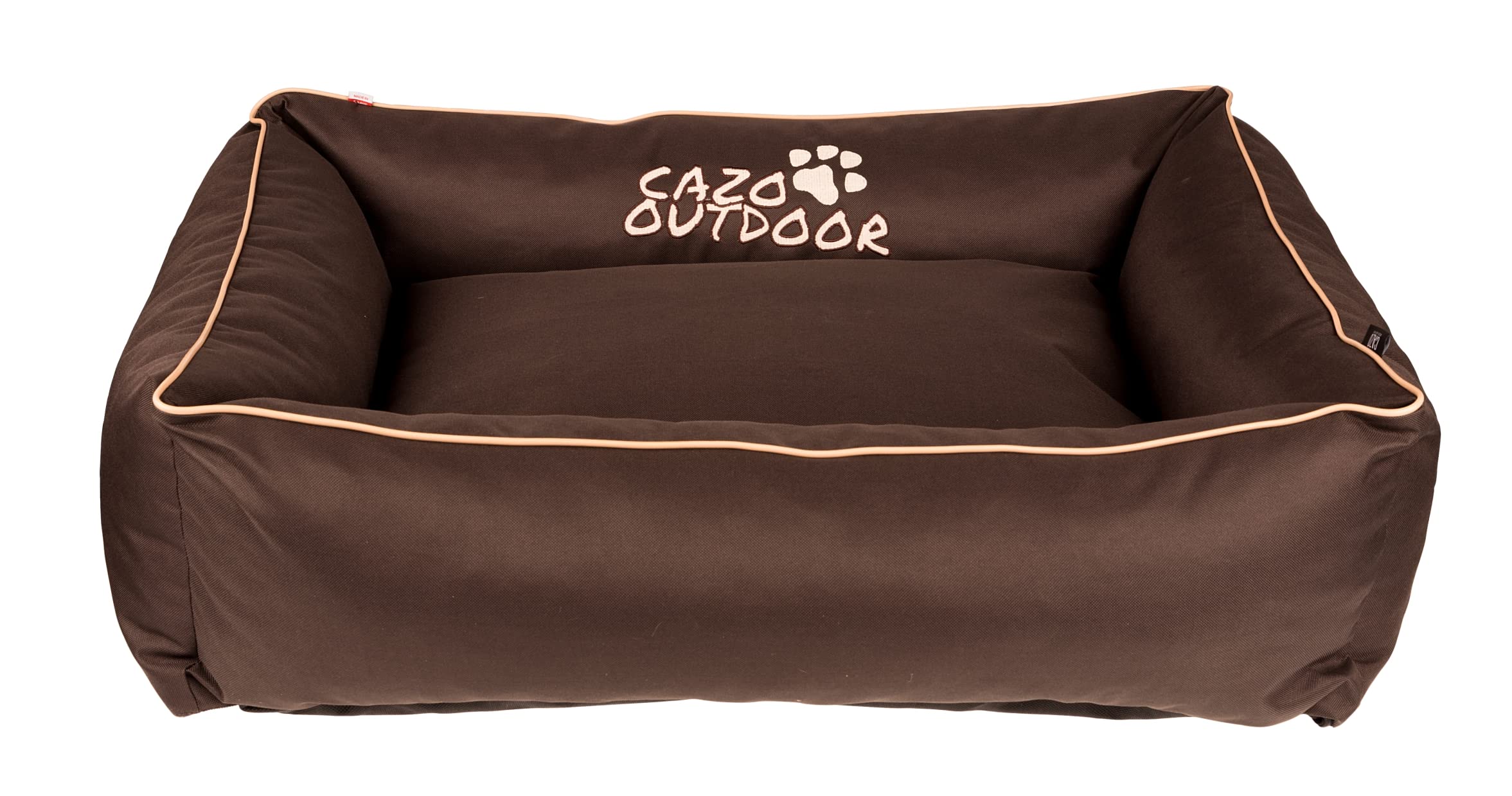 Cama para perros de Cazo Maxy, para exteriores, resistente al agua y a la abrasión, relleno de espuma viscoelástica (120 x 95 x 26 cm), extra grande, color marrón chocolate