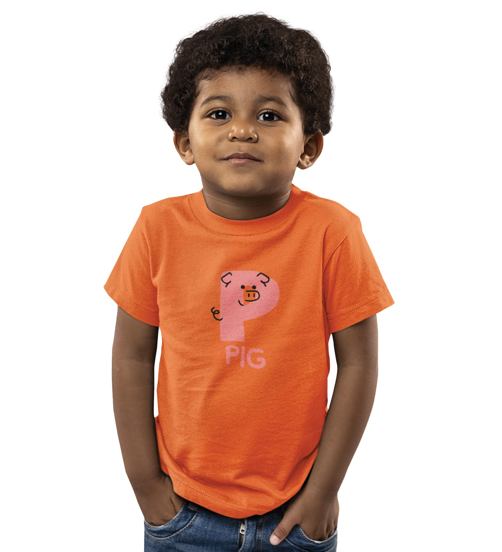 Pepper Pig, Boys Cotton Text Print Tshirt(Orange)-image-44