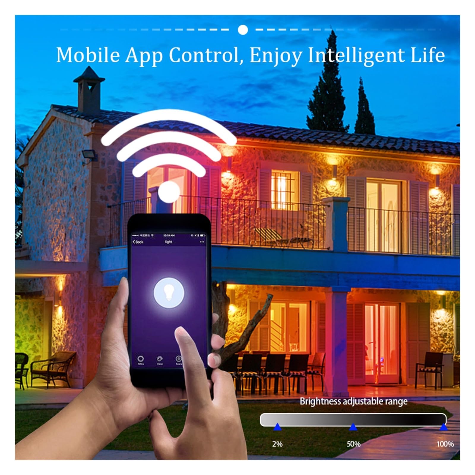 LED-Flutlicht, LED Reflektor RGB Smart Flutlicht Außenstrahler 30W 50W 100W Wasserdicht Warm Kühle Beleuchtung Tuya Steuerung(50W)