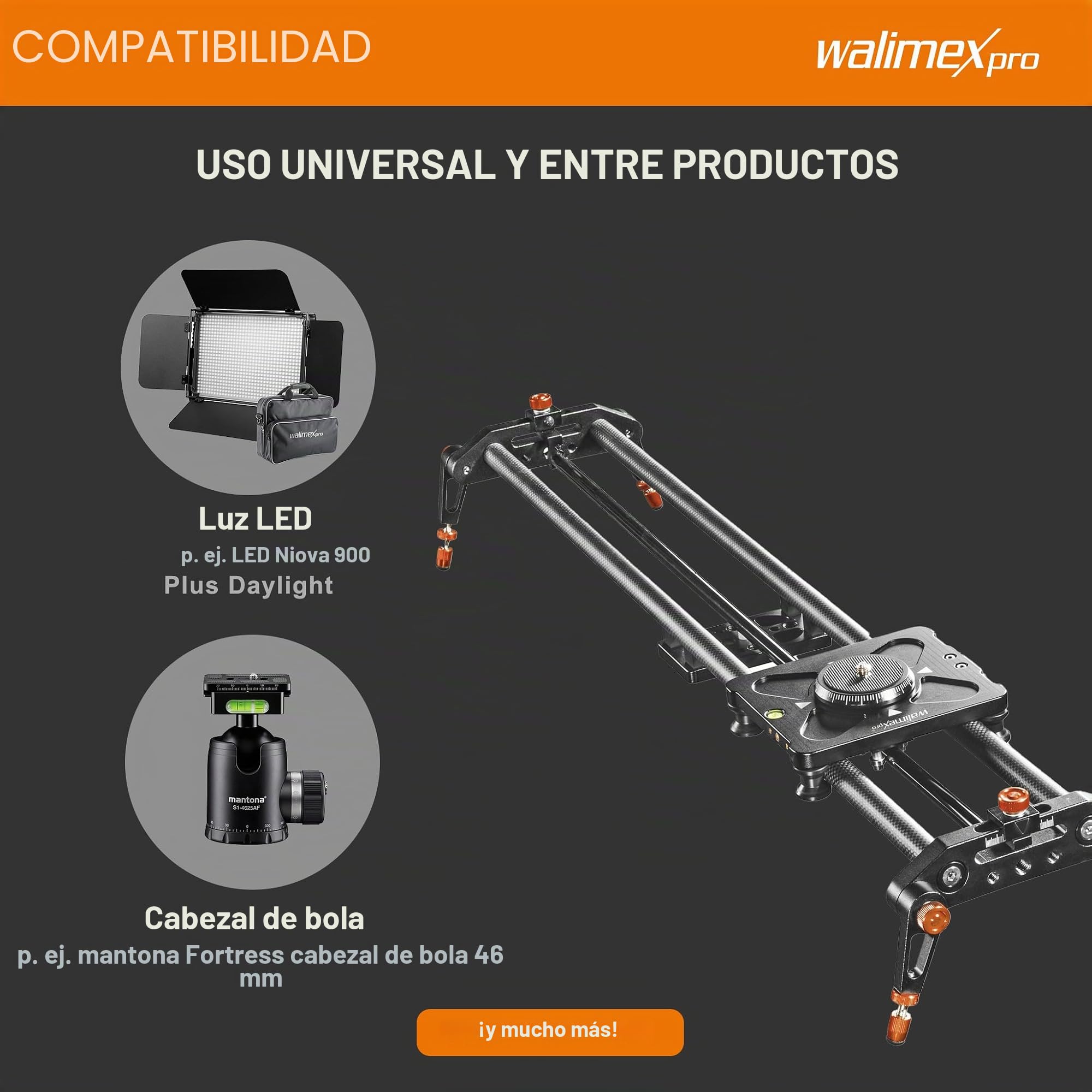 Walimex Pro Carbon Follow Focus Parallax Slider 12 Negro/Naranja