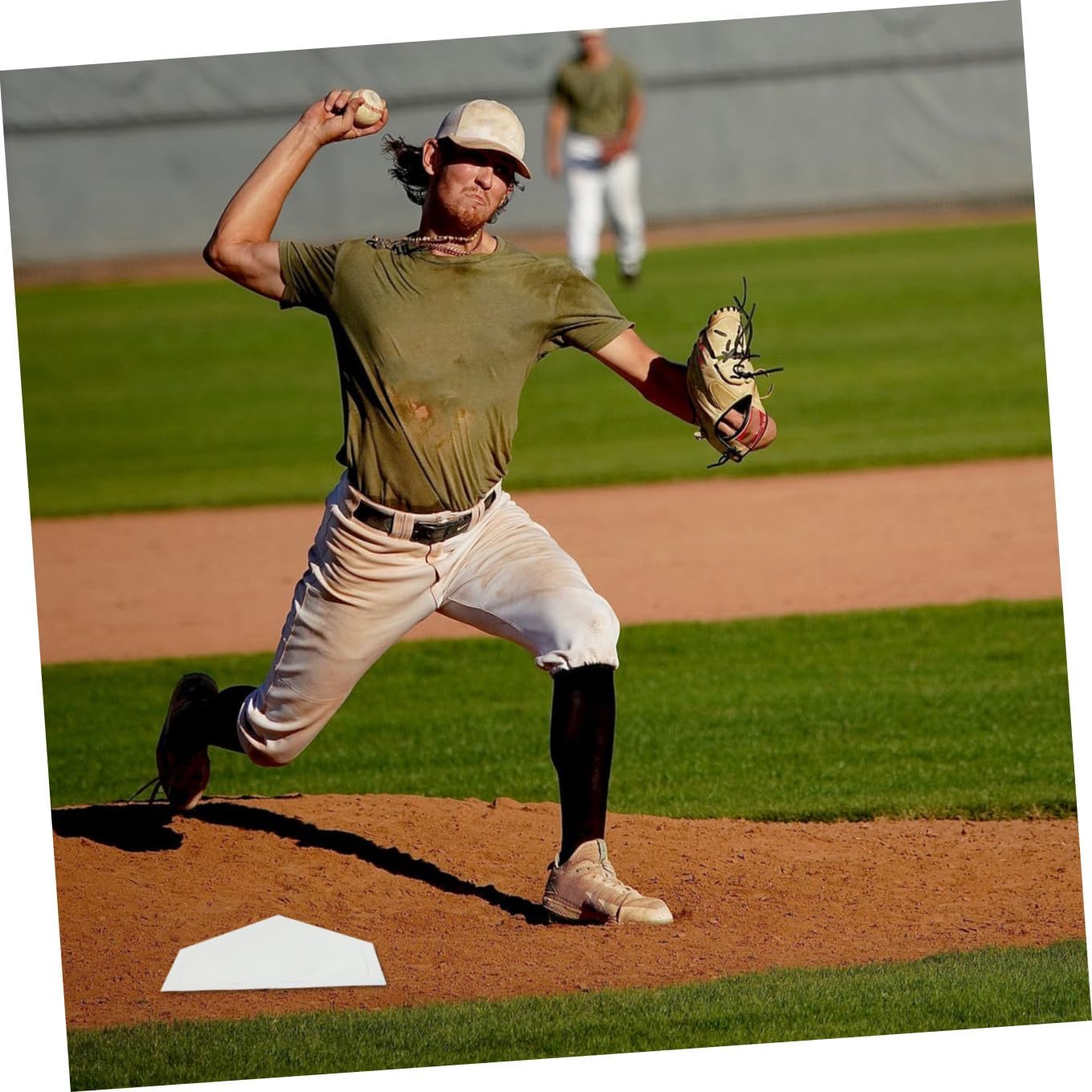 Rubber Waterproof Baseball Base Mat Set 5-Piece Pitcher Plate and Baseboard for Baseball and Kickball Practice Sturdy for Outdoor Sports