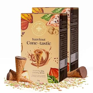 Cacao Springs Hazelnut Conetastic Gift Box, Premium Choco & Nut Delicacy Treats, Mini Wafer Cones, Luxury Chocolate Gift Hamper for Christmas Gifts, 2 Boxes, 140gm
