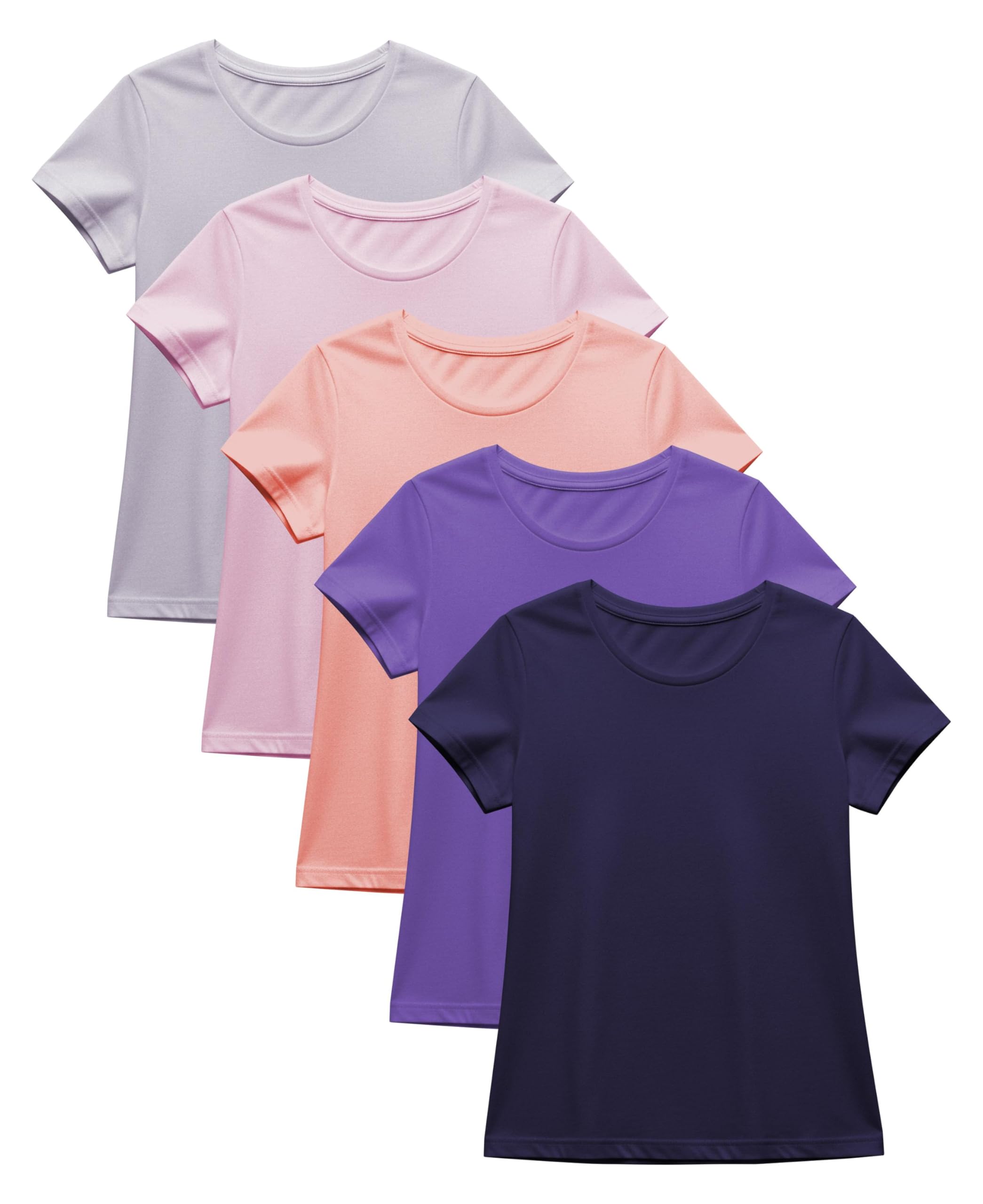 Sexy Basics Donne 5 Pack & 10 Pack Casual & Active Basic Cotone Stretch Colore T Shirt - Multicolore - M