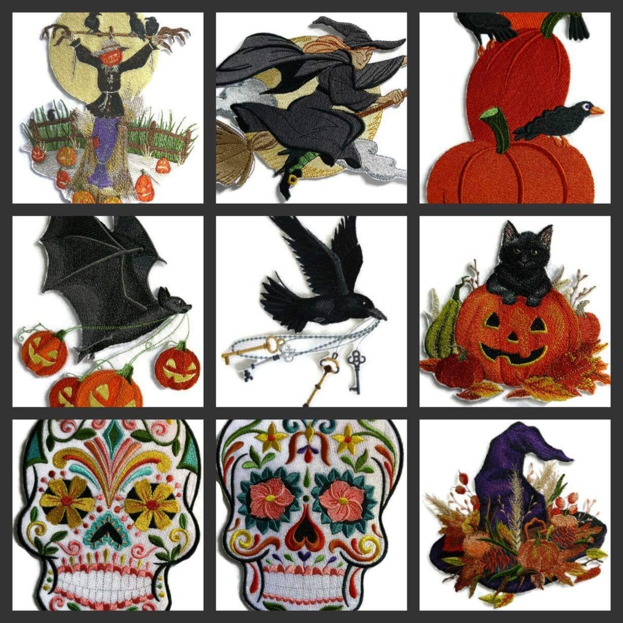 BeyondVision Custom and Unique Happy Halloween [ Flying Bat with Jack O Lanterns ] Embroidered Iron on/Sew Patch [5.88" * 7.35"] [Made in USA]