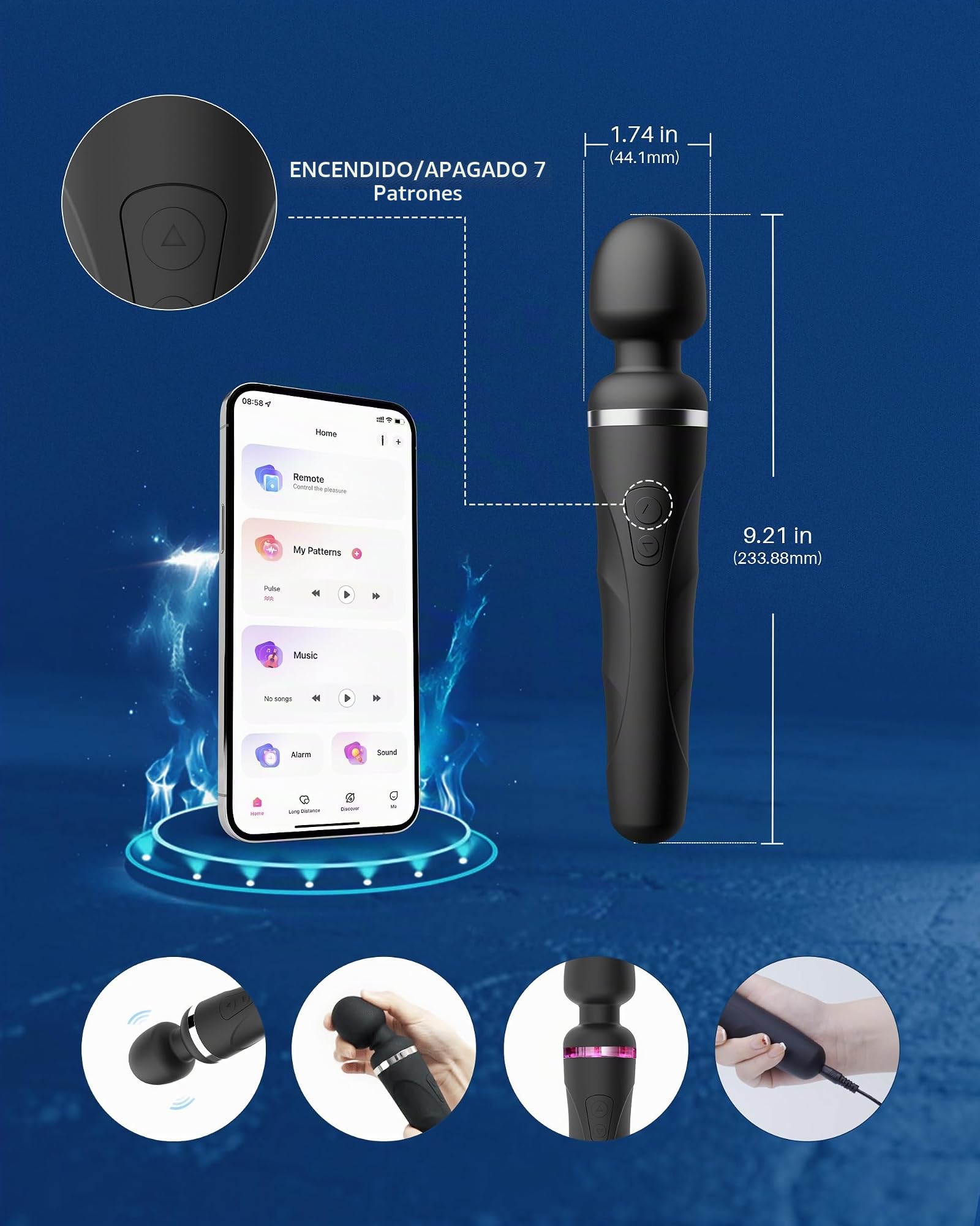 Masajeador Varita Vibrador LOVENSE Domi 2 para Adultos + Accesorio Masajeador Varita Domi 2 para Hombres + Accesorios Masajeador Varita Domi 2 para Mujeres Kit de Regalo para Placer de Parejas