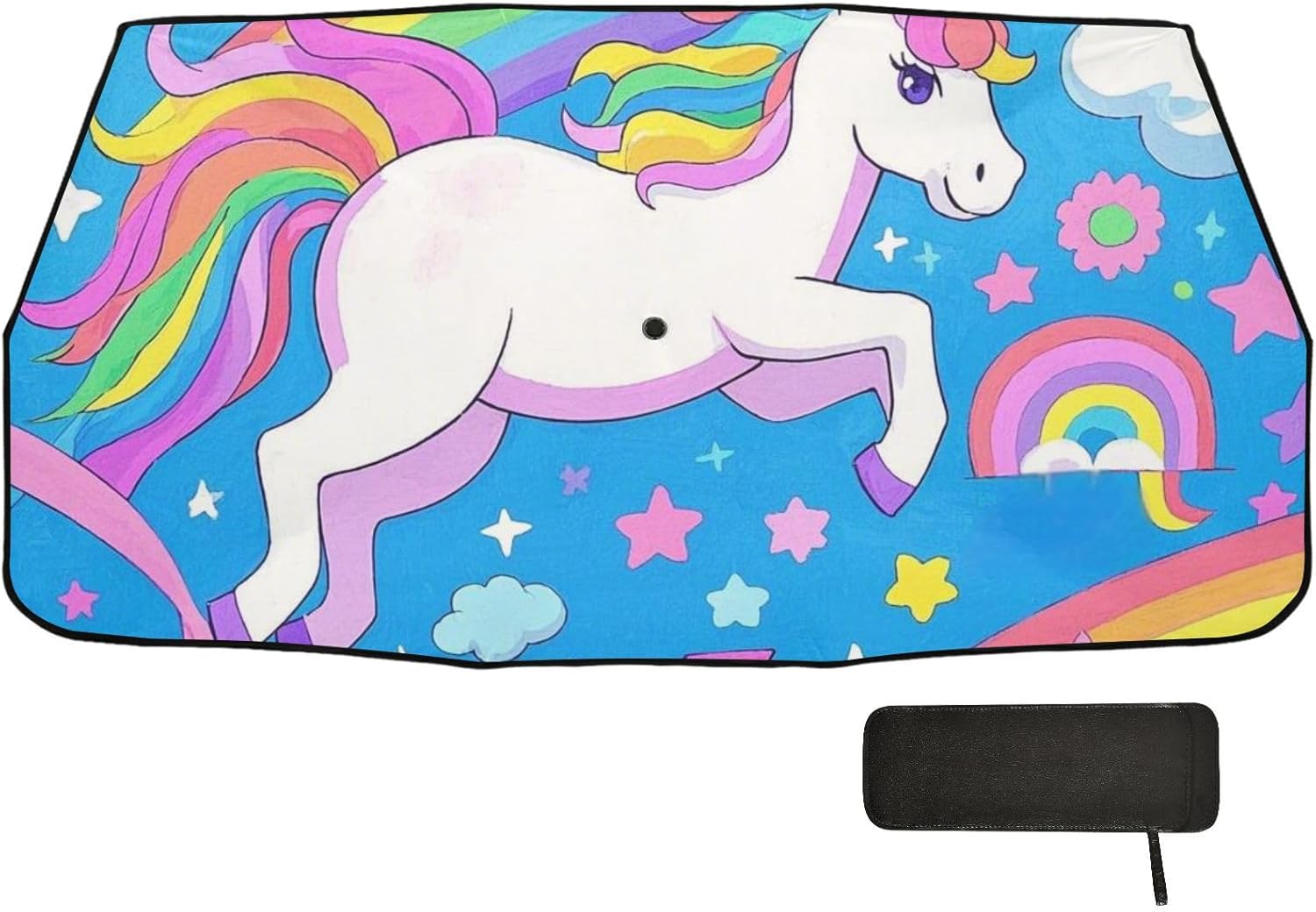 Cartoon Cute White Rainbow Unicorns Designed car Windshield Sun Shade Foldable Foldable as Guard Windshield Cover sunvisor Protector Solar para carros