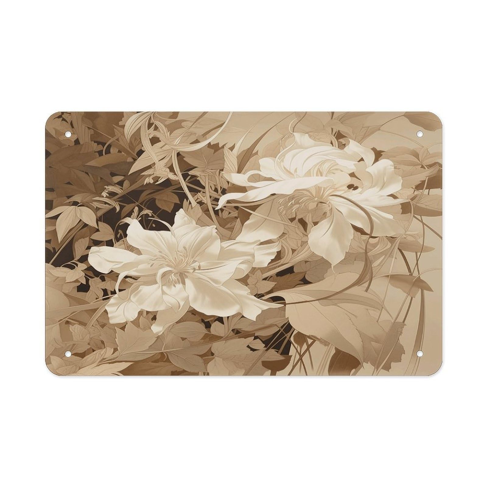 Fodpand Style Flower Palm Leaves Wall Art Metal Signs Tin Sign