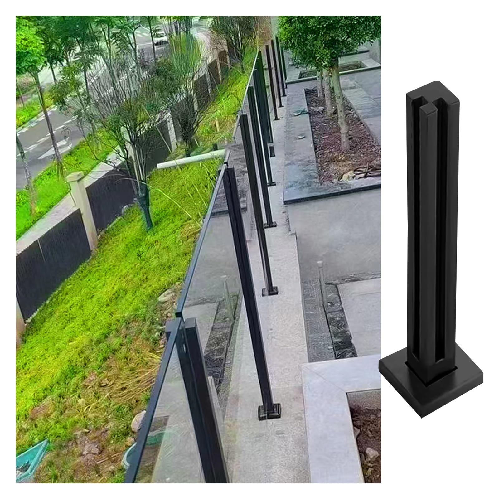 Poteau de garde-corps en verre pour verandas et jardins contemporains