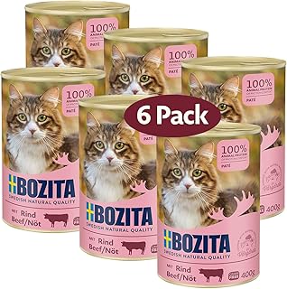 Bozita Paté Beef Grain Free - 6 x 400 g Wet Food for Cats and Kittens Complete Food with 9.5% Protein & 5% Fat Made from High Quality Natural Ingredients without Grains - from Sweden product image