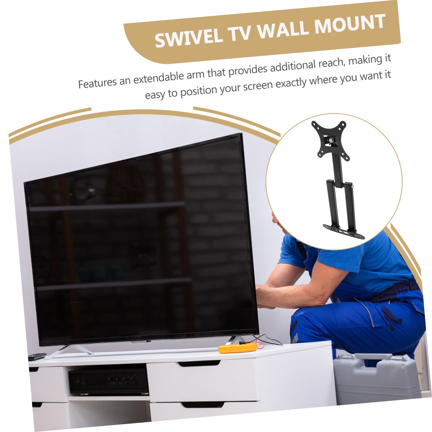 Angoily Supporto Da Parete Per Tv Snodabile Supporto Per Monitor Lcd Con Braccio Estensibile Inclinabile e Girevole Compatibile Con Tv Da Design Salvaspazio