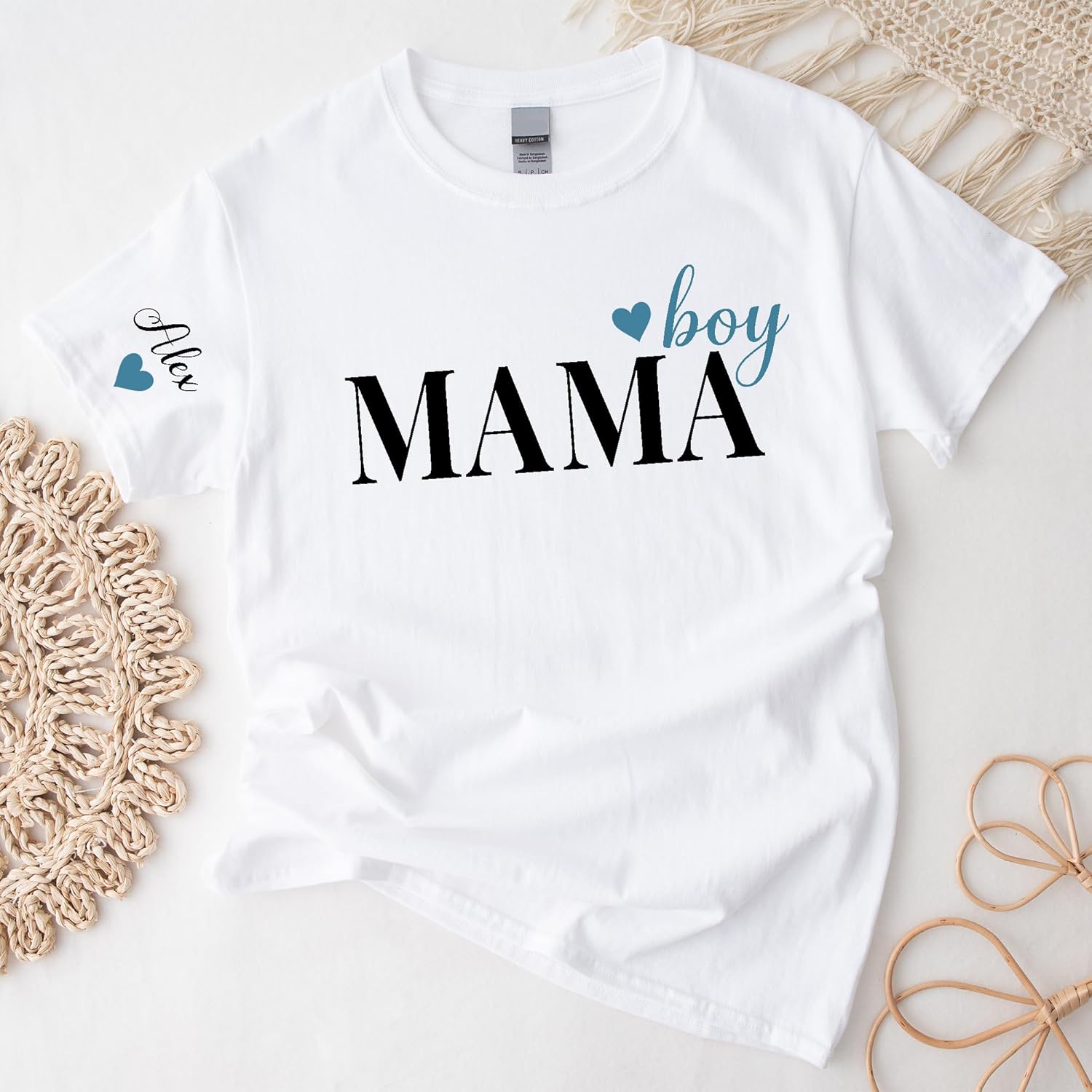 Custom Boy Mom Shirt Kids Names on Sleeve Boy Mama Shirt for Women Personalized Mama Tshirts - Image 3
