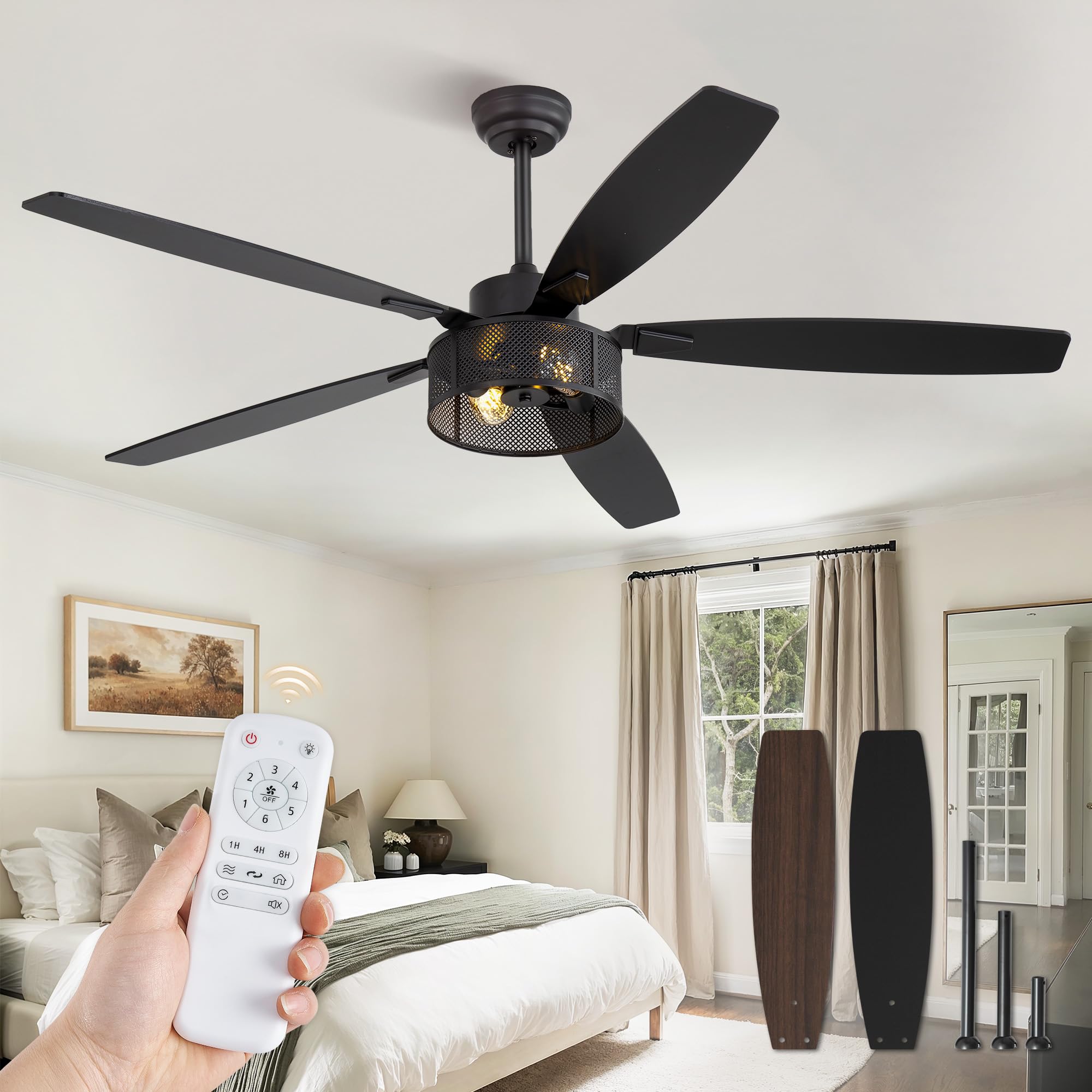 Fanbulous 60 Inch Caged Farmhouse Ceiling Fan