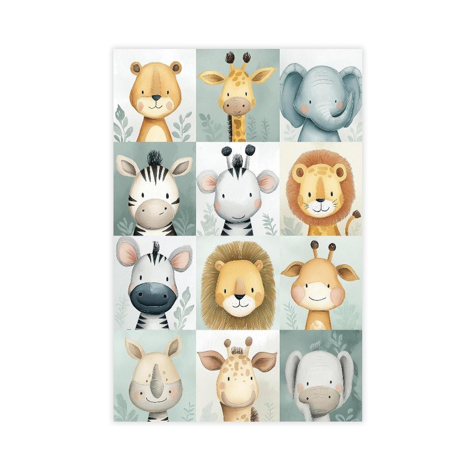 MRYCQ Cute Jungle Animal Poster Canvas Poster for Bedroom Decor Gift