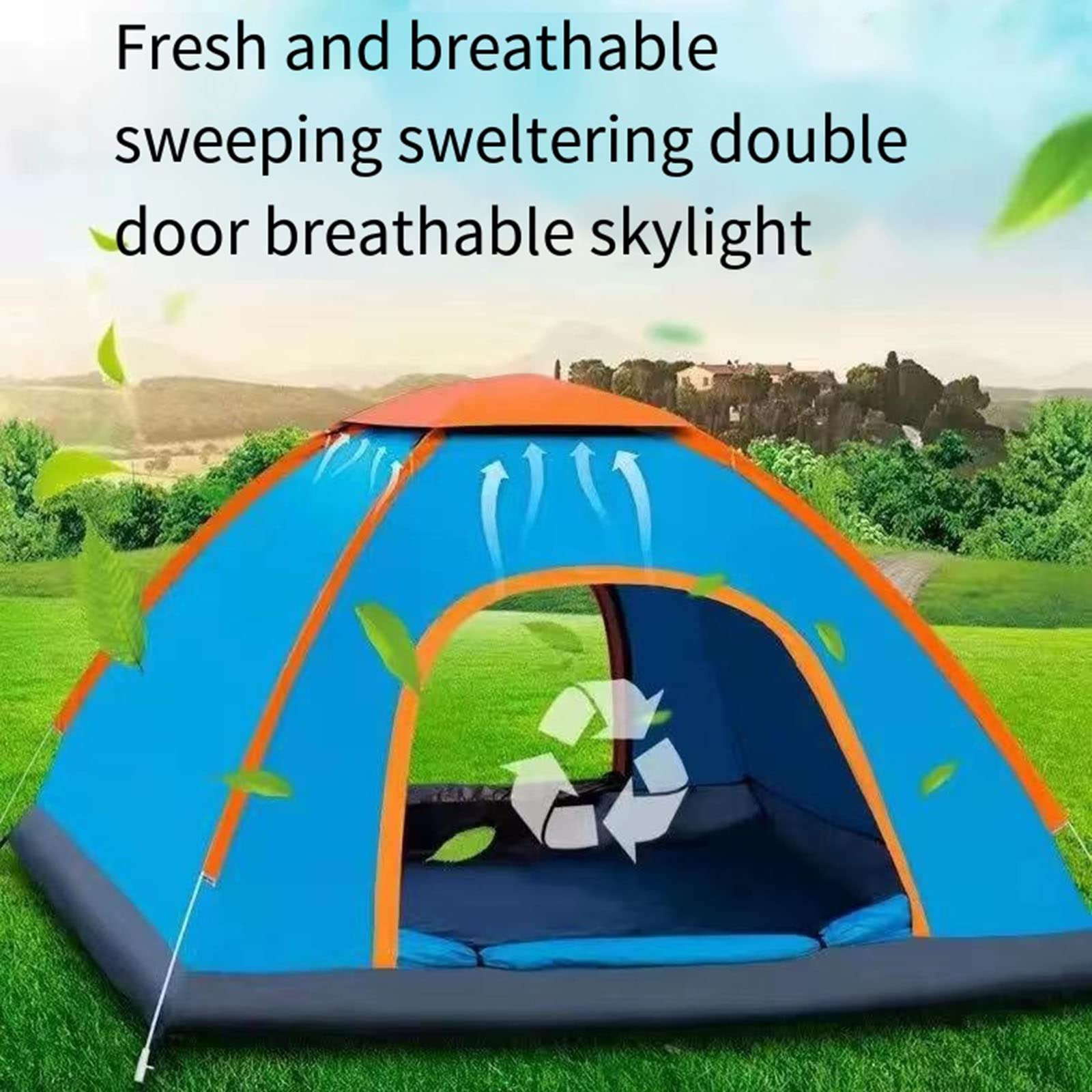 Tenda Campeggio Impermeabile Antivento A Due Porte Tenda Zaino Per 3-4 Persone Tenda A Cupola Automatica, Facile Installare,Per Caccia Famiglia,Escursionismo,Alpinismo,Viaggi 3,3-4 people