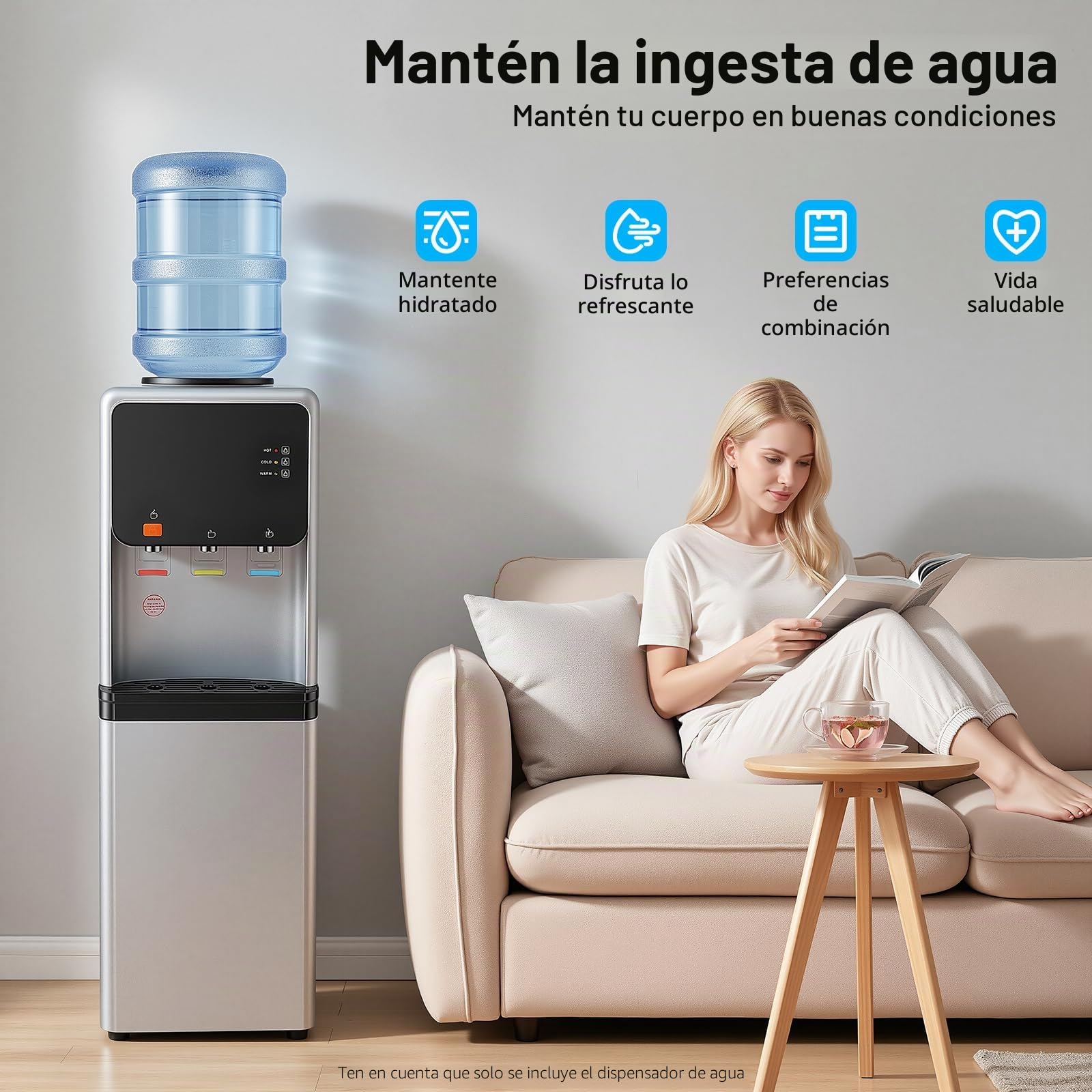 Dispensador de agua eléctrico de pie, frío y caliente de 10-95℃ de doble función, con armario de almacenamiento, carga superior, compatible con cubos de agua de 19L